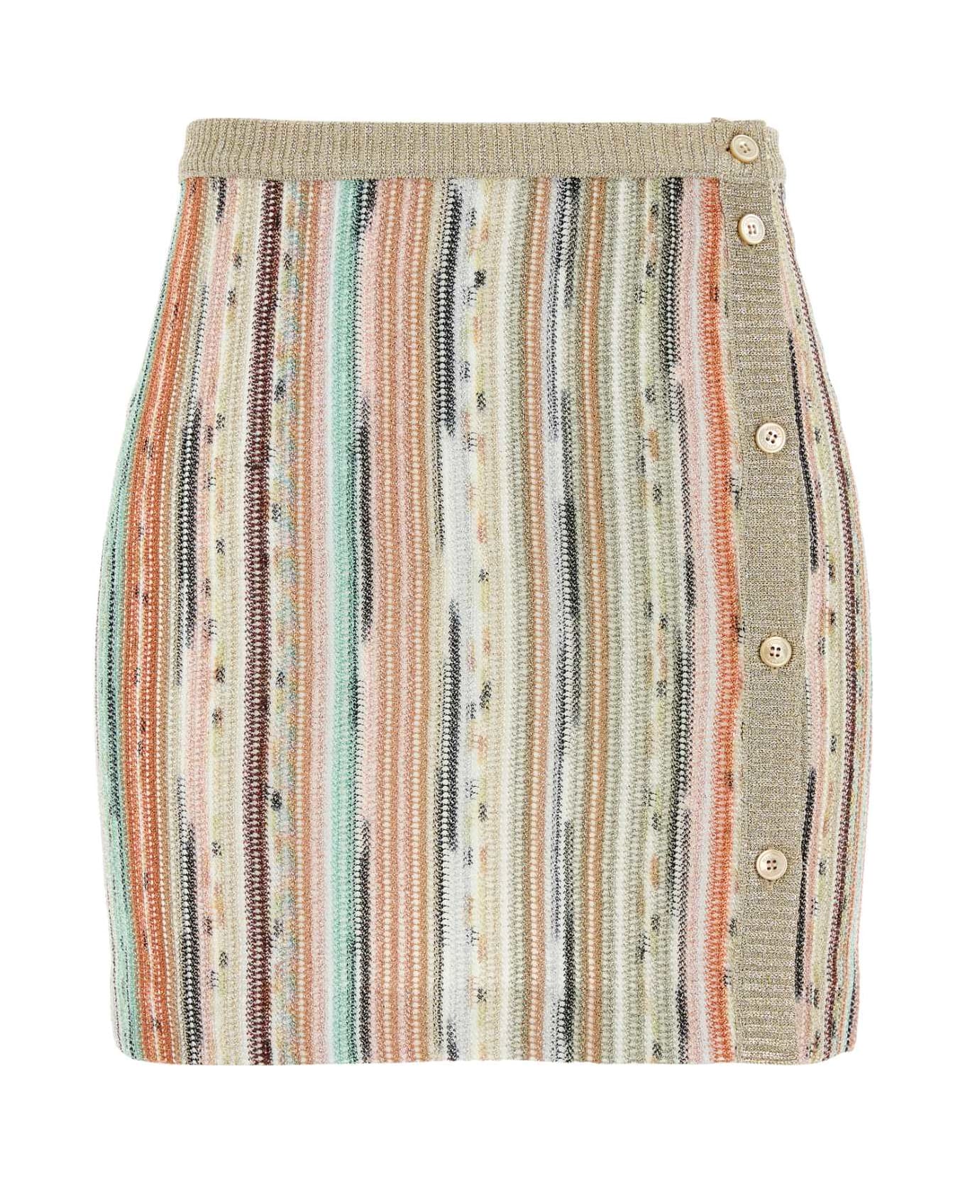 Missoni Embroidered Viscose Blend Mini Skirt - MULTIORANGSKYGREYT