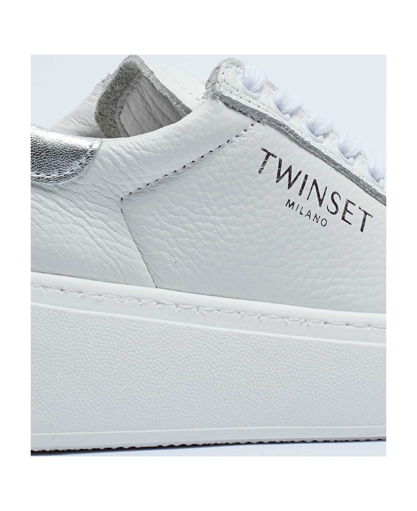 TwinSet Fabric Sneaker - BIANCO-ARGENTO