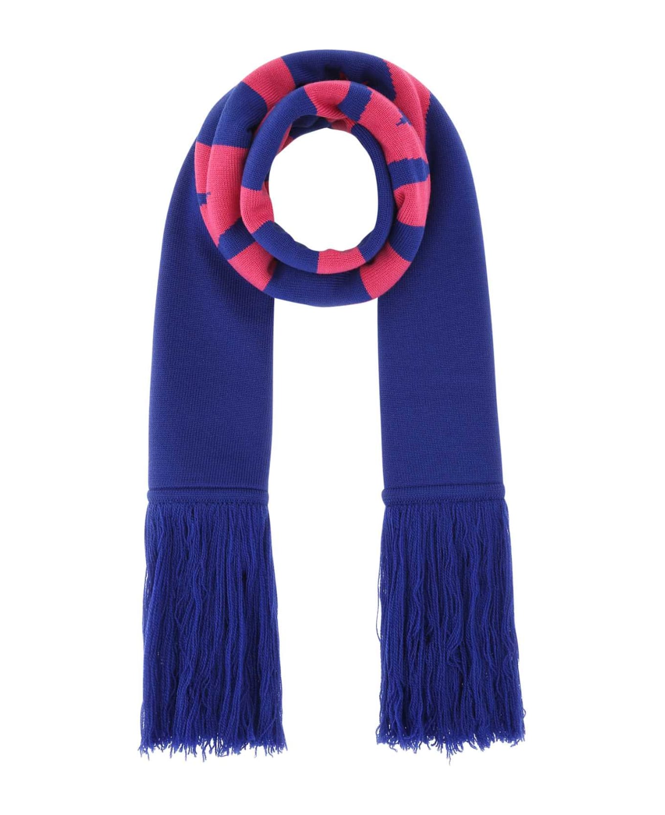 VETEMENTS Embroidered Wool Scarf - ROYALBLUE