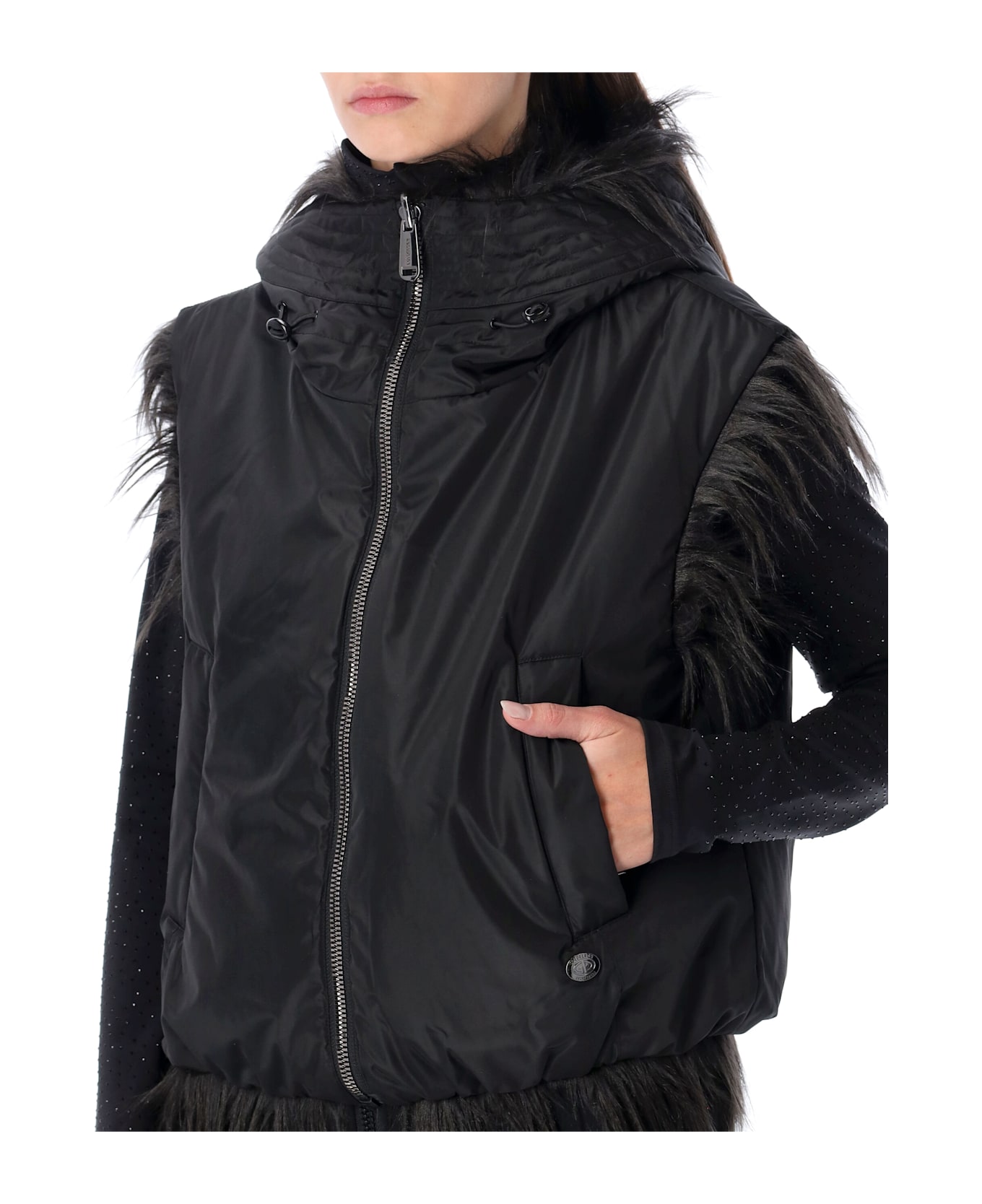 Goldbergh Yara Reversible Faux Fur Bodywarmer - BLACK
