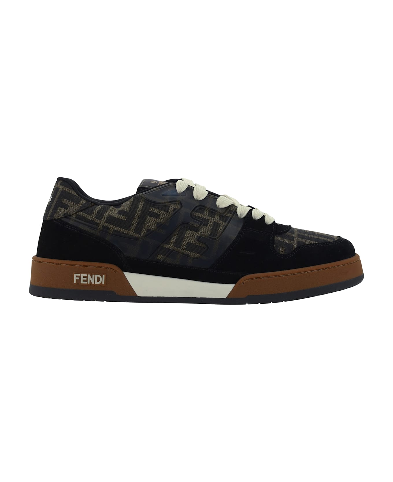 Fendi Embroidered Canvas, Leather And Rubber Match Sneakers - NEROTABACCNEROICE