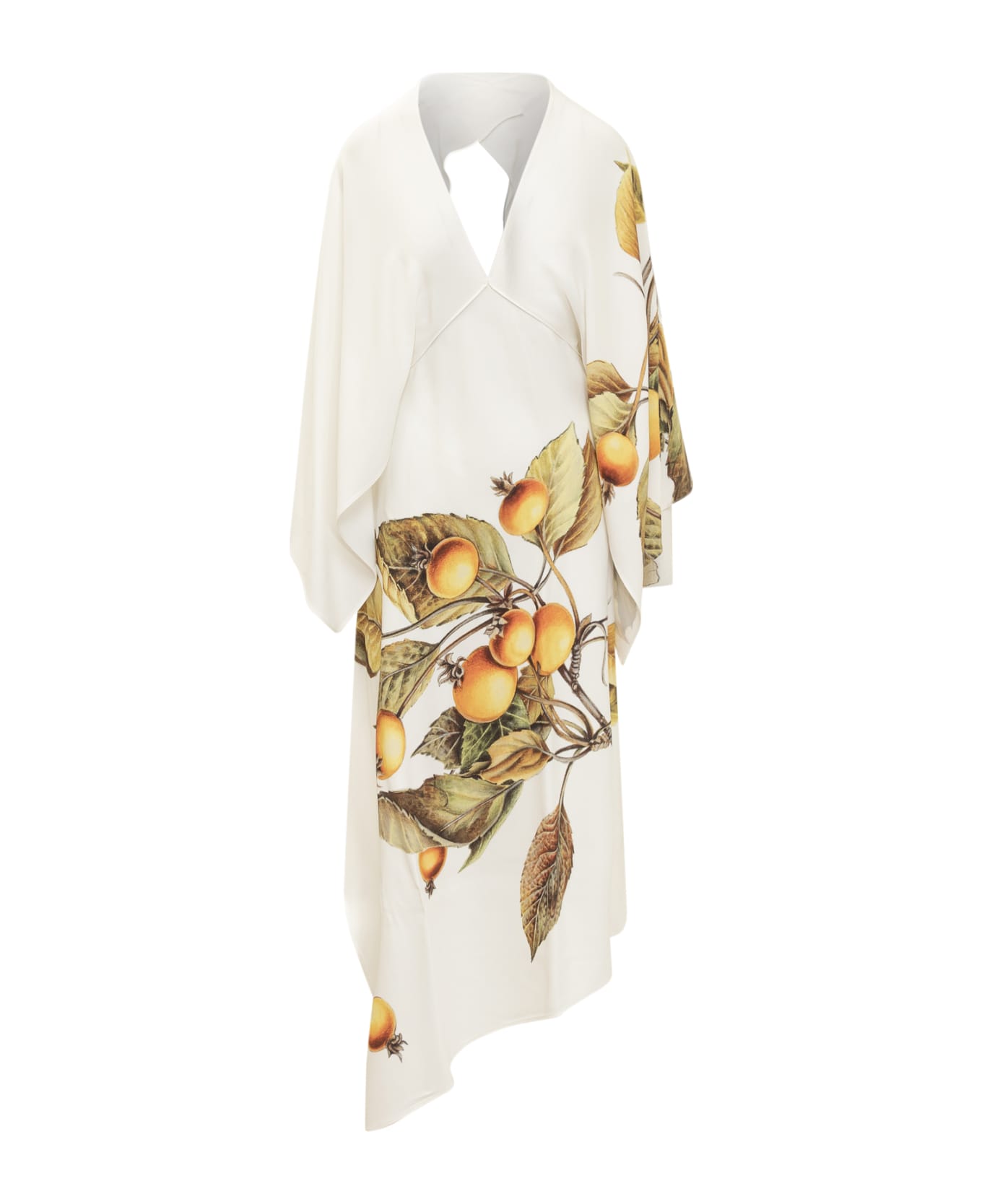Ferragamo Asymmetrical Botanical Print Dress - BEIGE/PERSIMMON/BIANCO ワンピース＆ドレス