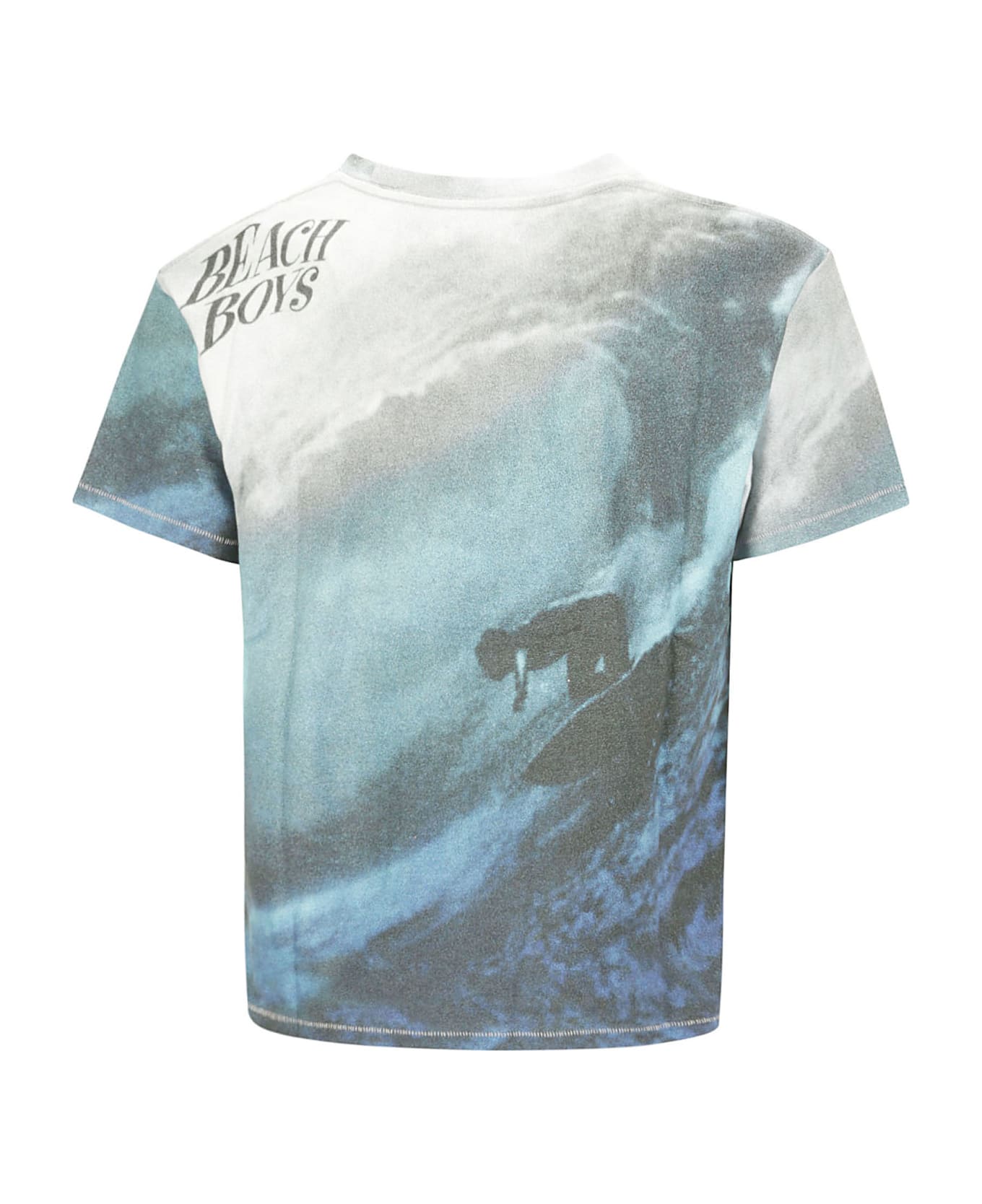 ERL Unisex Ripped Collar Beach Boys Tshirt Knit - BLUE