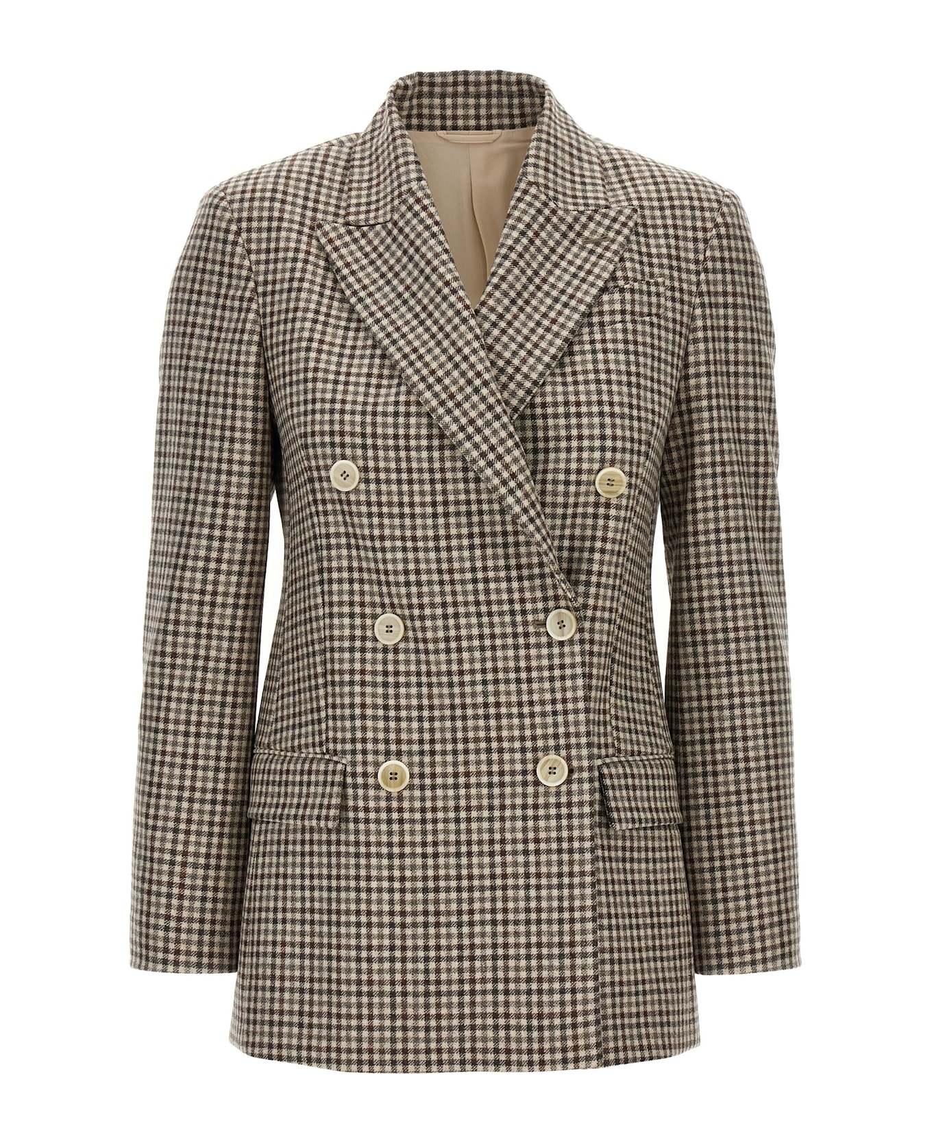 Brunello Cucinelli Blazer Check Monile - Beige