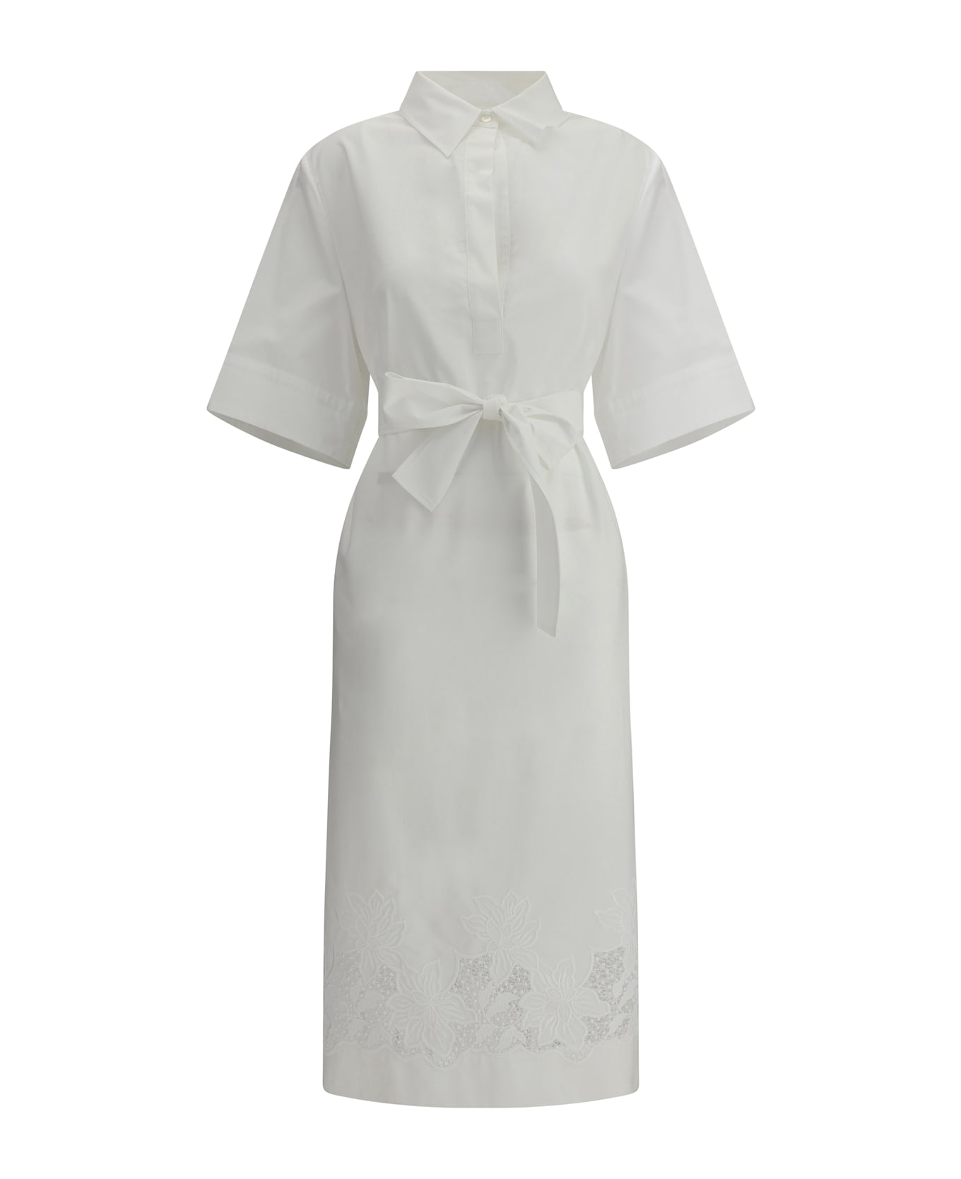 Parosh Tunic Dress With Embroidery - Bianco