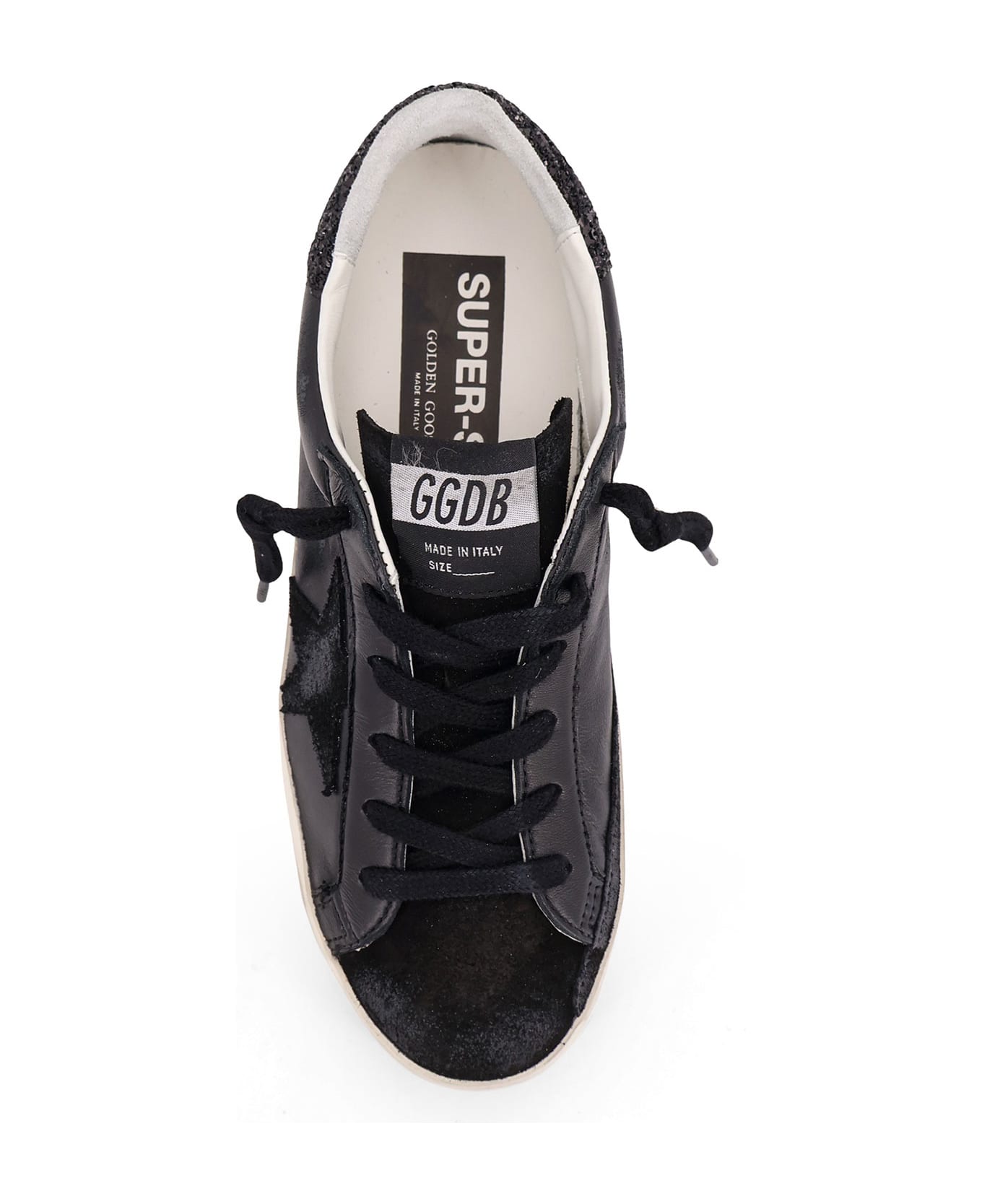 Golden Goose Super-star Classic With List Low-top Sneakers With Suede Inserts And Glittered Detail - Black