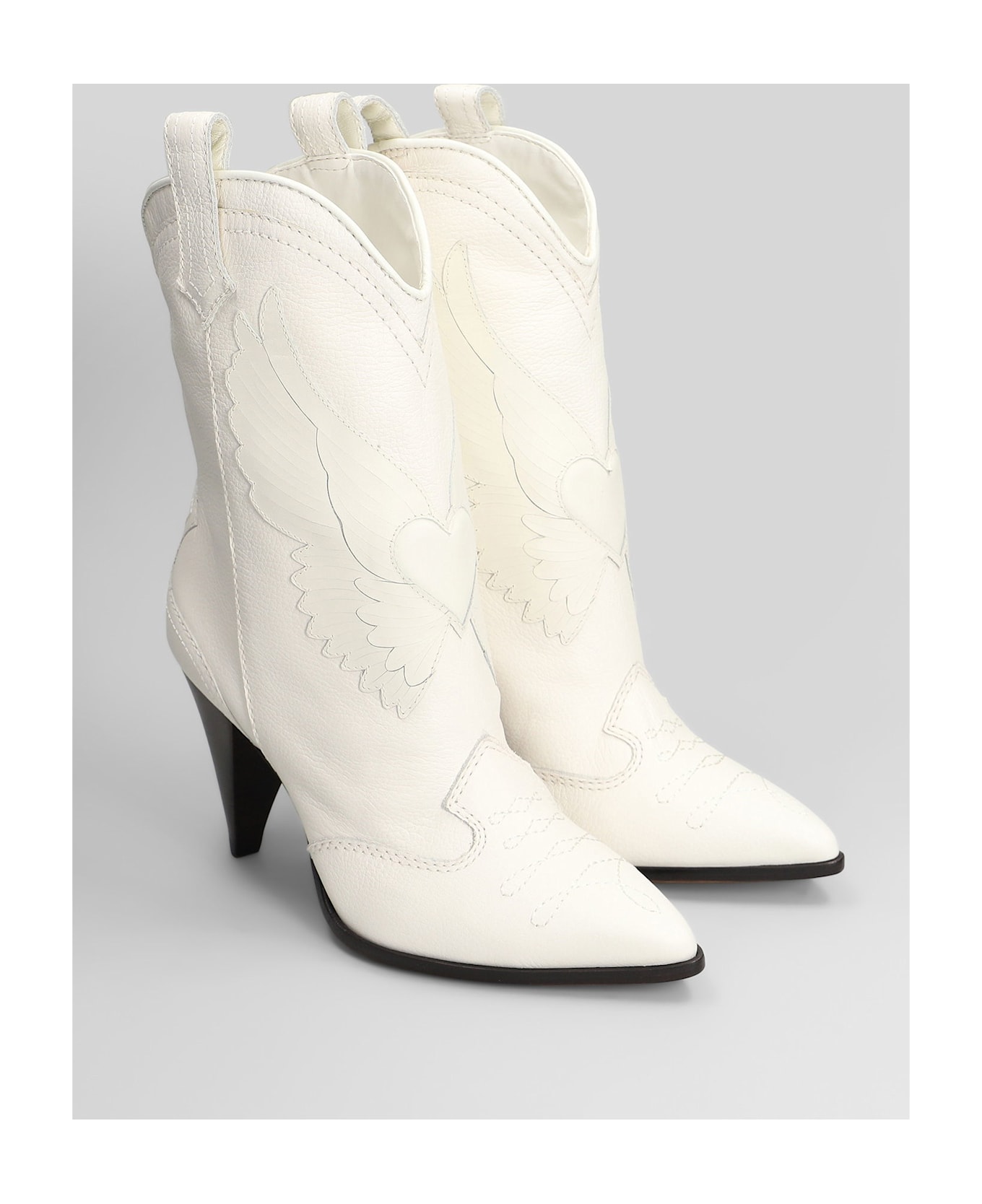 Sophia Webster Cherub Texan Ankle Boots In White Leather - white