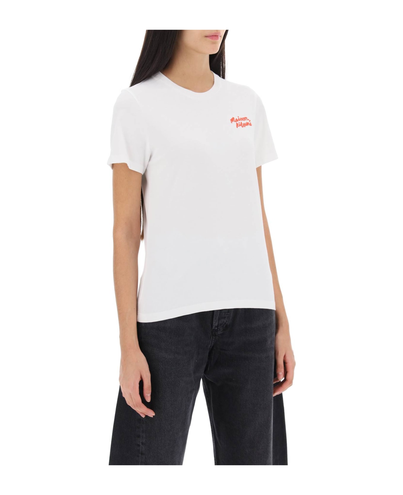 Maison Kitsuné T-shirt With Logo Embroidery - WHITE (White)