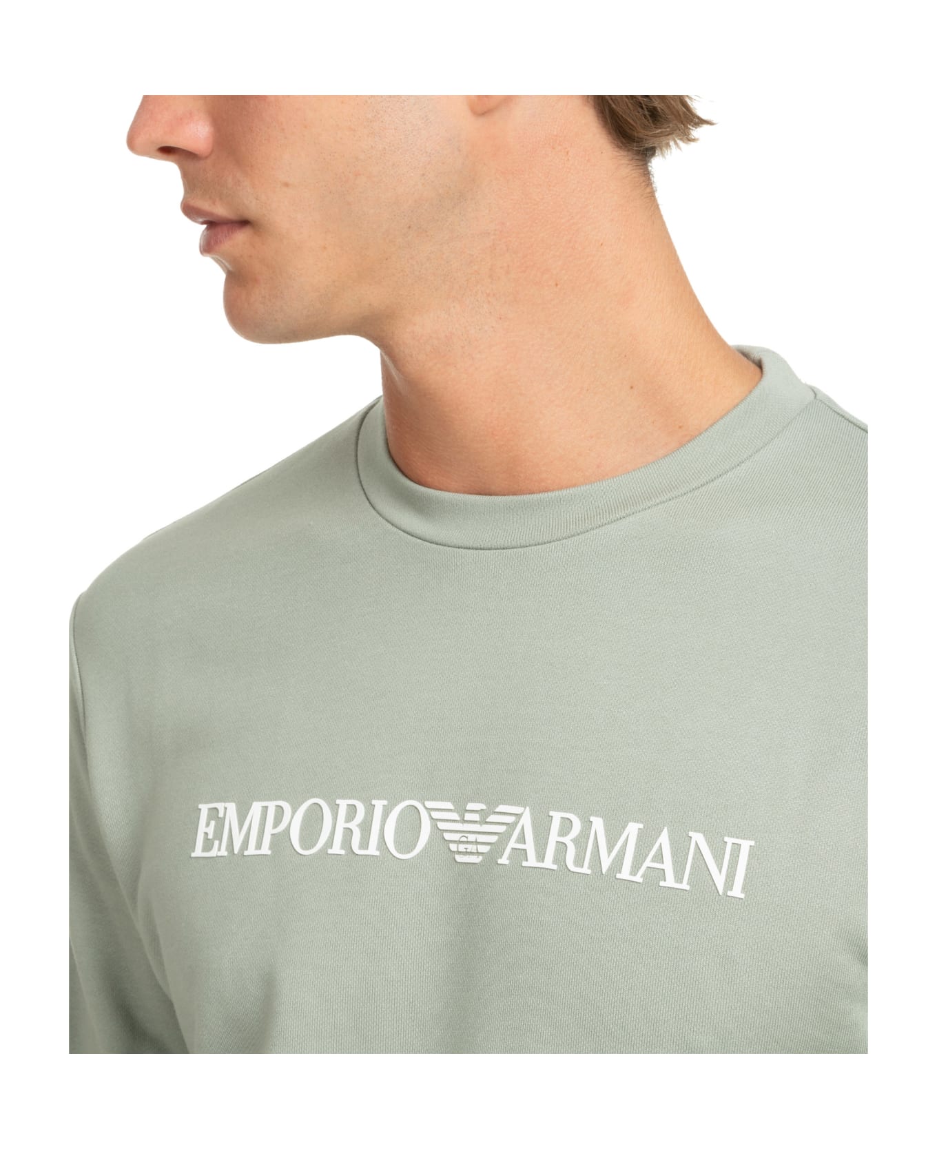 Emporio Armani Cotton Sweatshirt - Salvia Logo