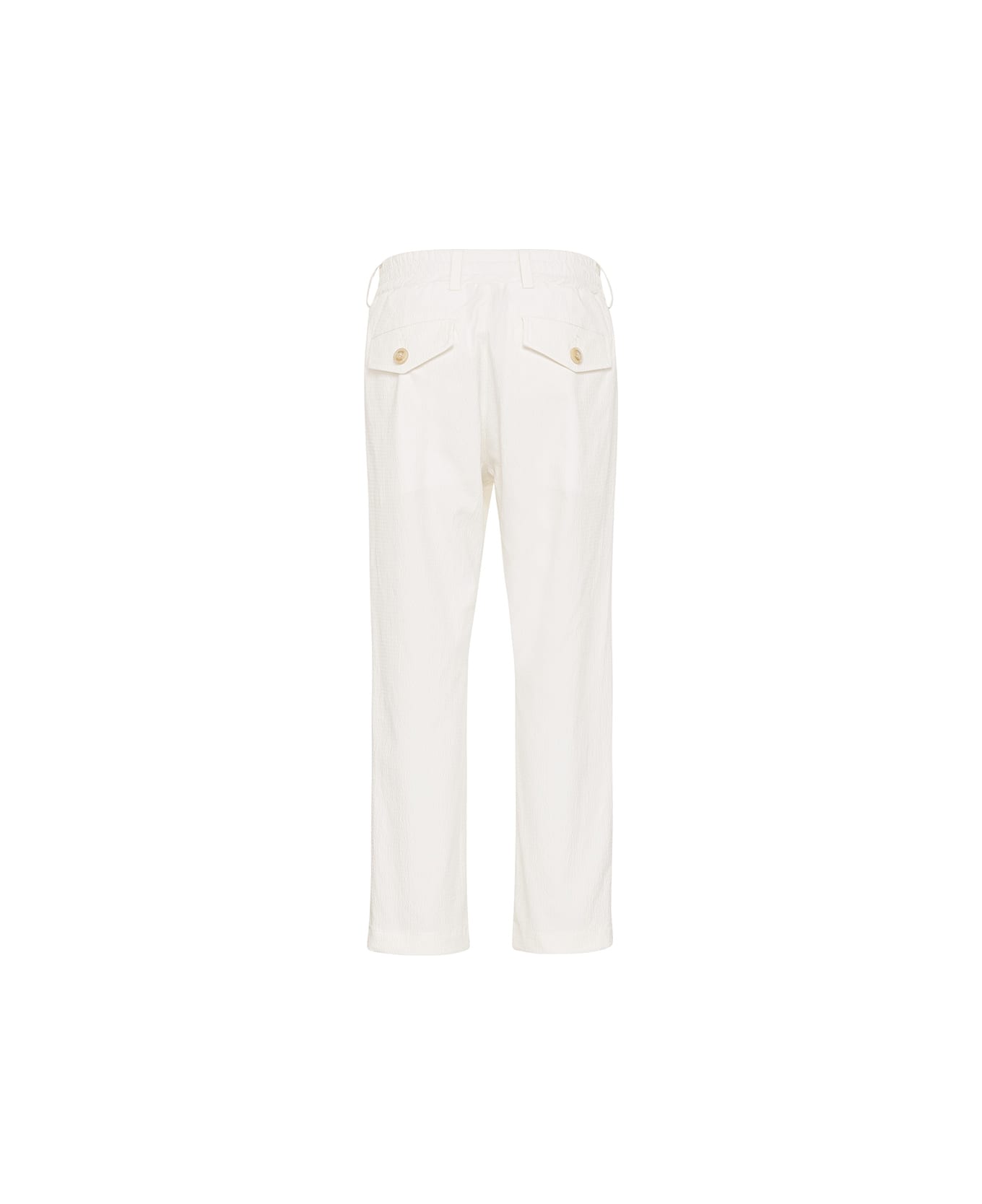 Eleventy White Joggers Pants With Contrasting Drawstring - White ボトムス