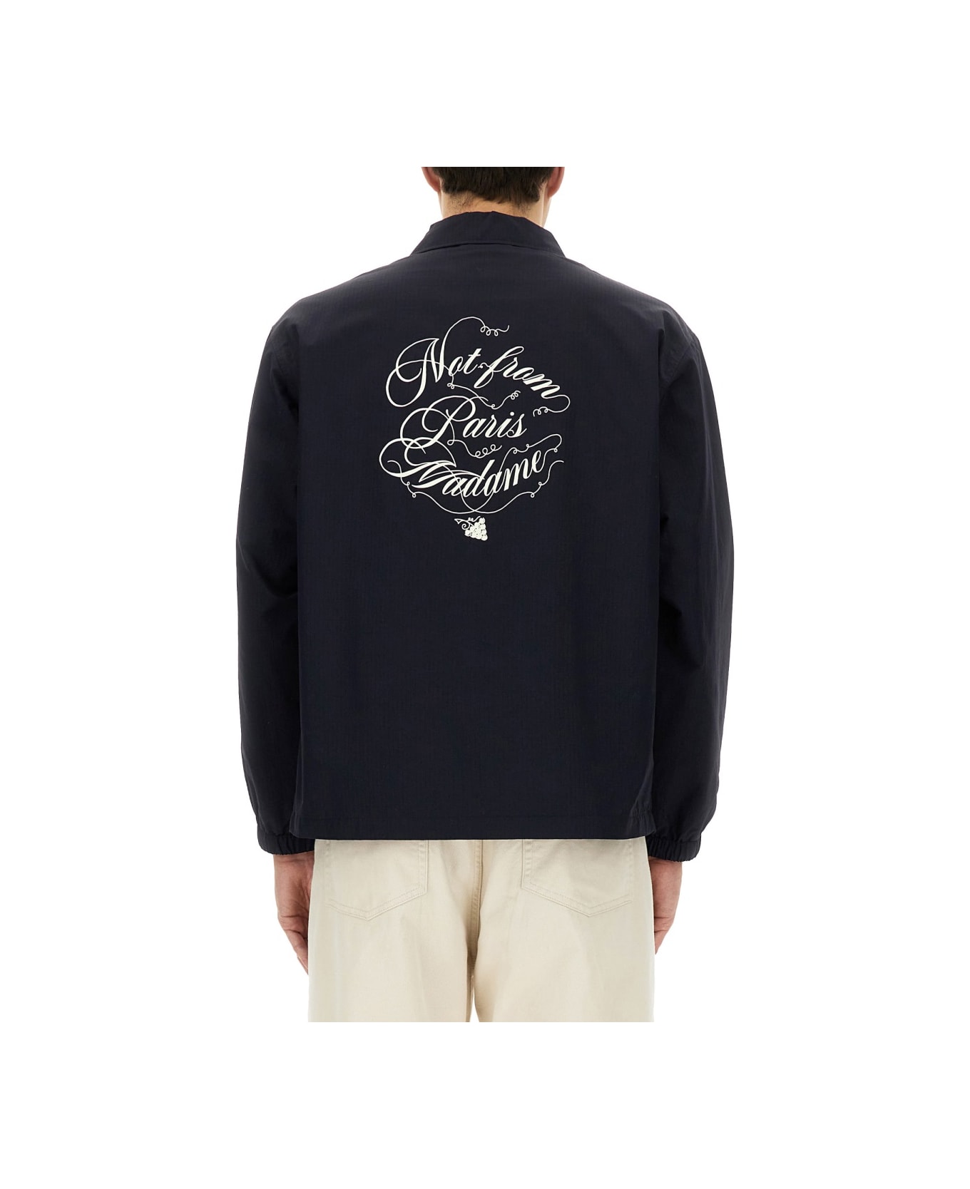 Drôle de Monsieur Vignes Slogan Print Jacket - BLUE