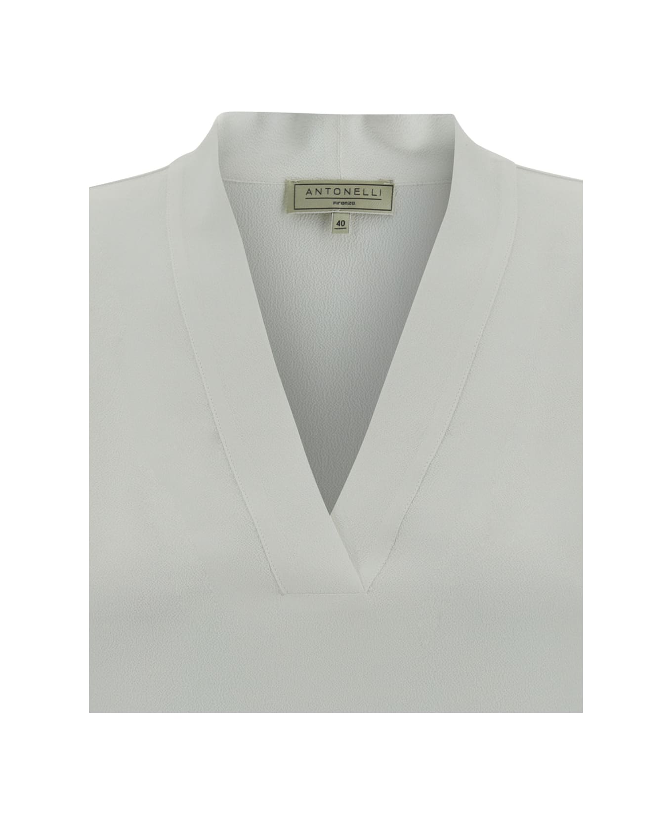 Antonelli 'aristide' White Blouse With V Neckline In Silk Blend Woman - White ブラウス