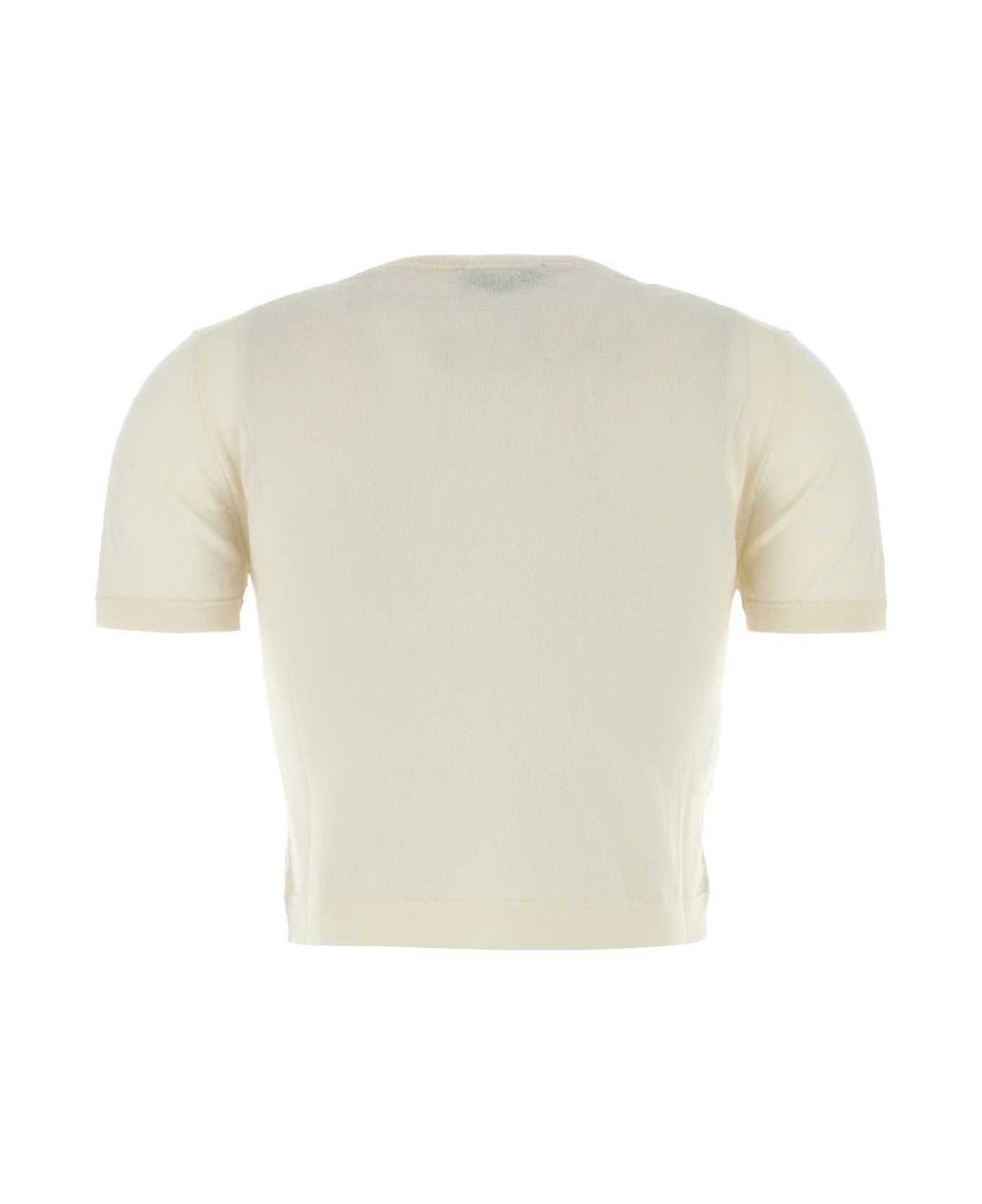 Prada Ivory Cashmere Sweater - BIANCO+AMARANTO