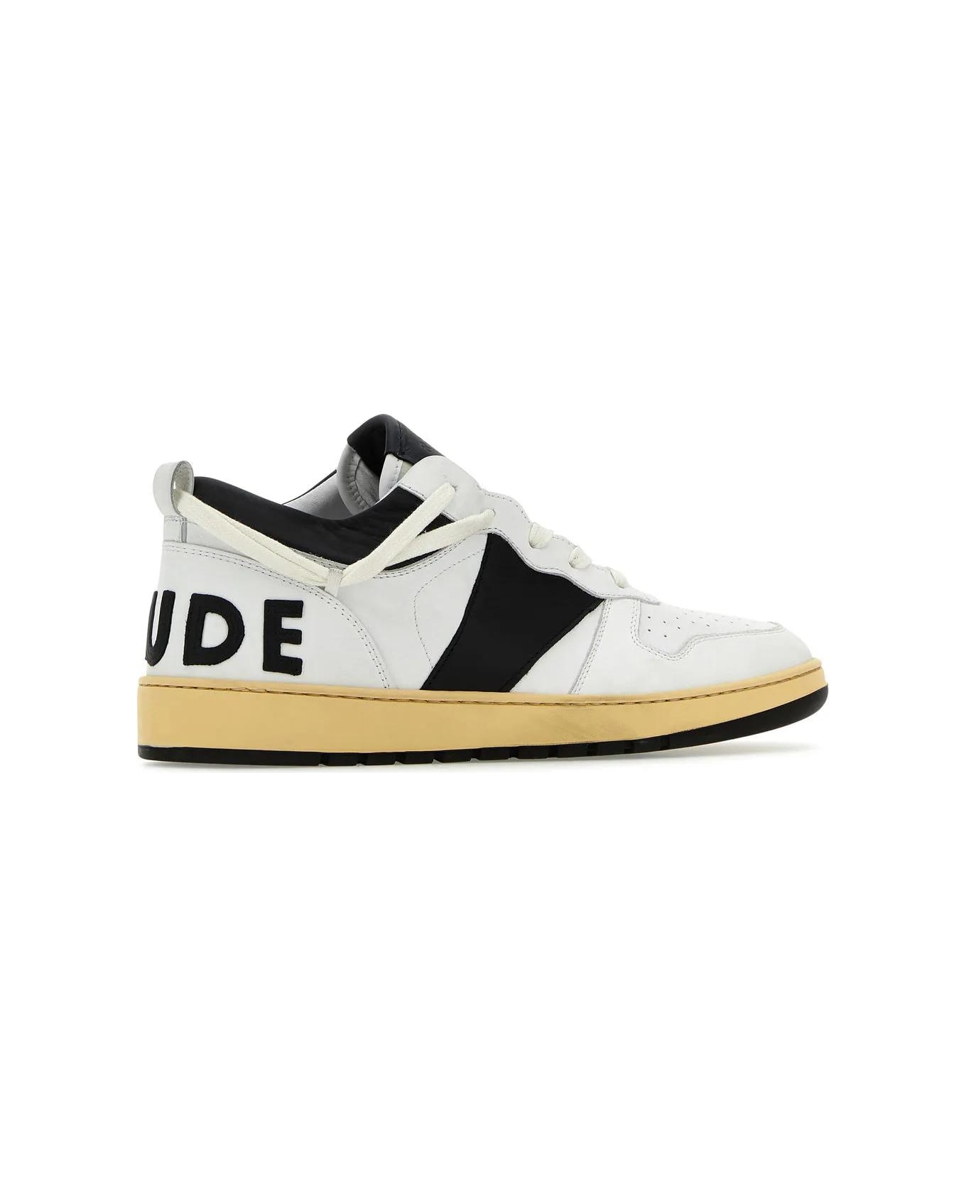 Rhude Two-tone Leather Rhecess Sneakers - WHITE