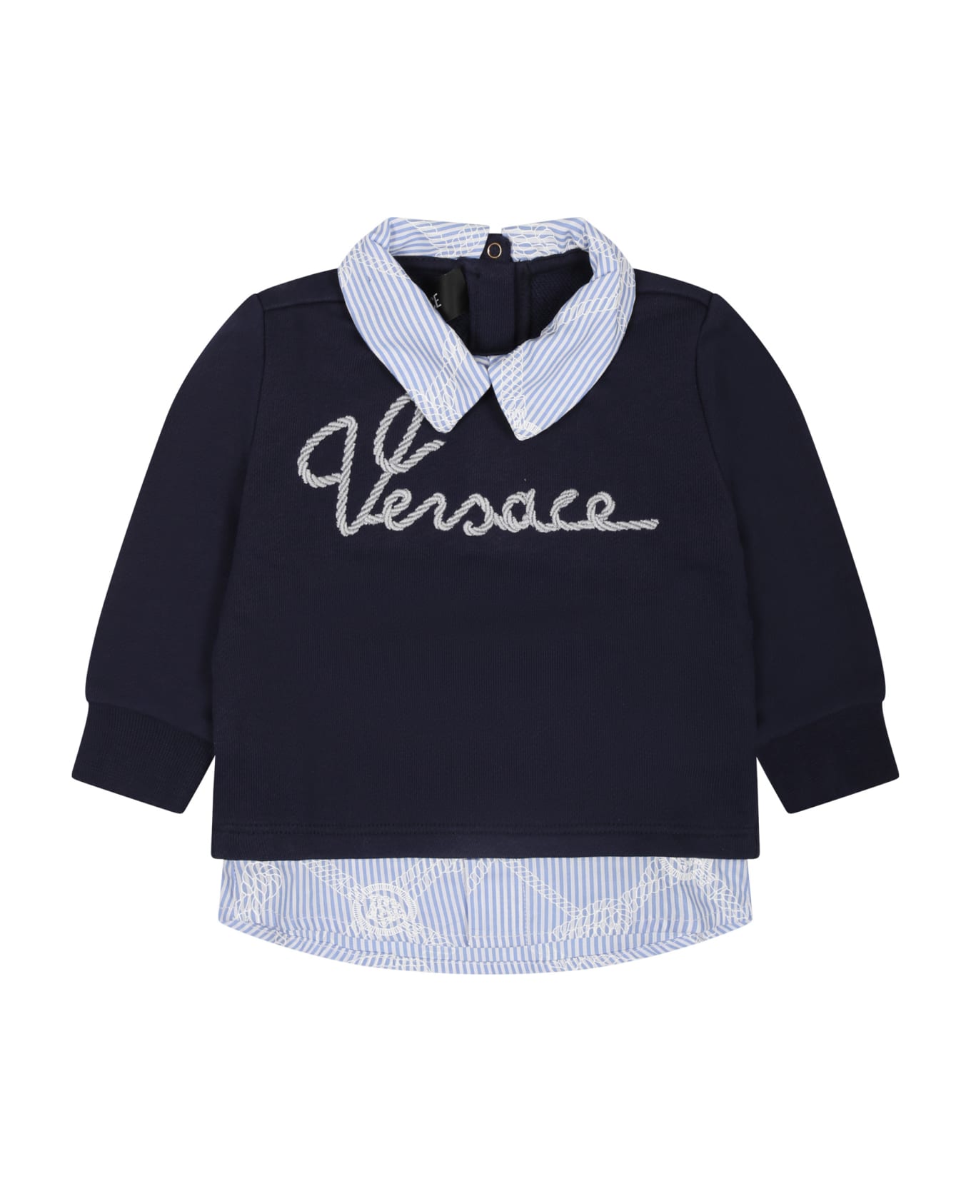 Versace Blue Sweatshirt For Baby Boy With Logo - Blue