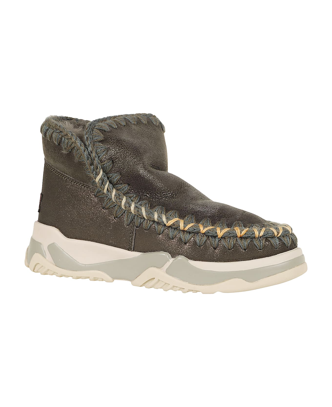 Mou Eskimo Trainer Overstitching - Dubkol Dust Metallic Black Olive