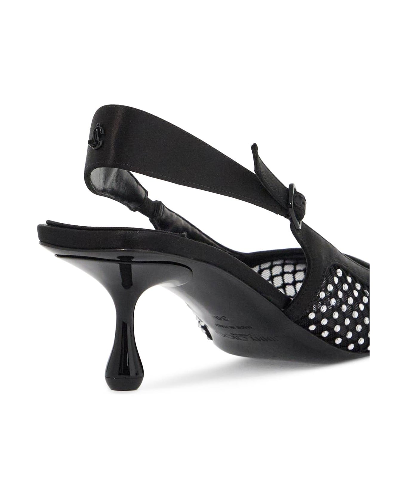 Jimmy Choo 'mesh And Satin Slingback Amel 50 Dã©col - BLACK CRYSTAL (Black)