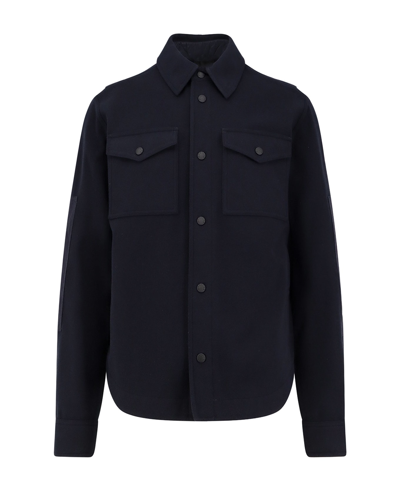 Moncler Grenoble Shirt/jacket With Iconic Logo Patch - Blue
