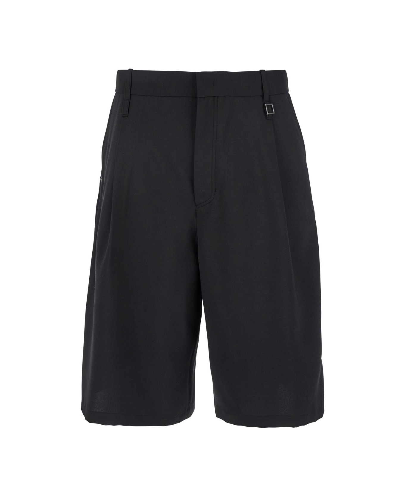 WOOYOUNGMI Black Bermuda Shorts With Belt Loops And Patch Pockets In Tech Fabric Man - Black ショートパンツ