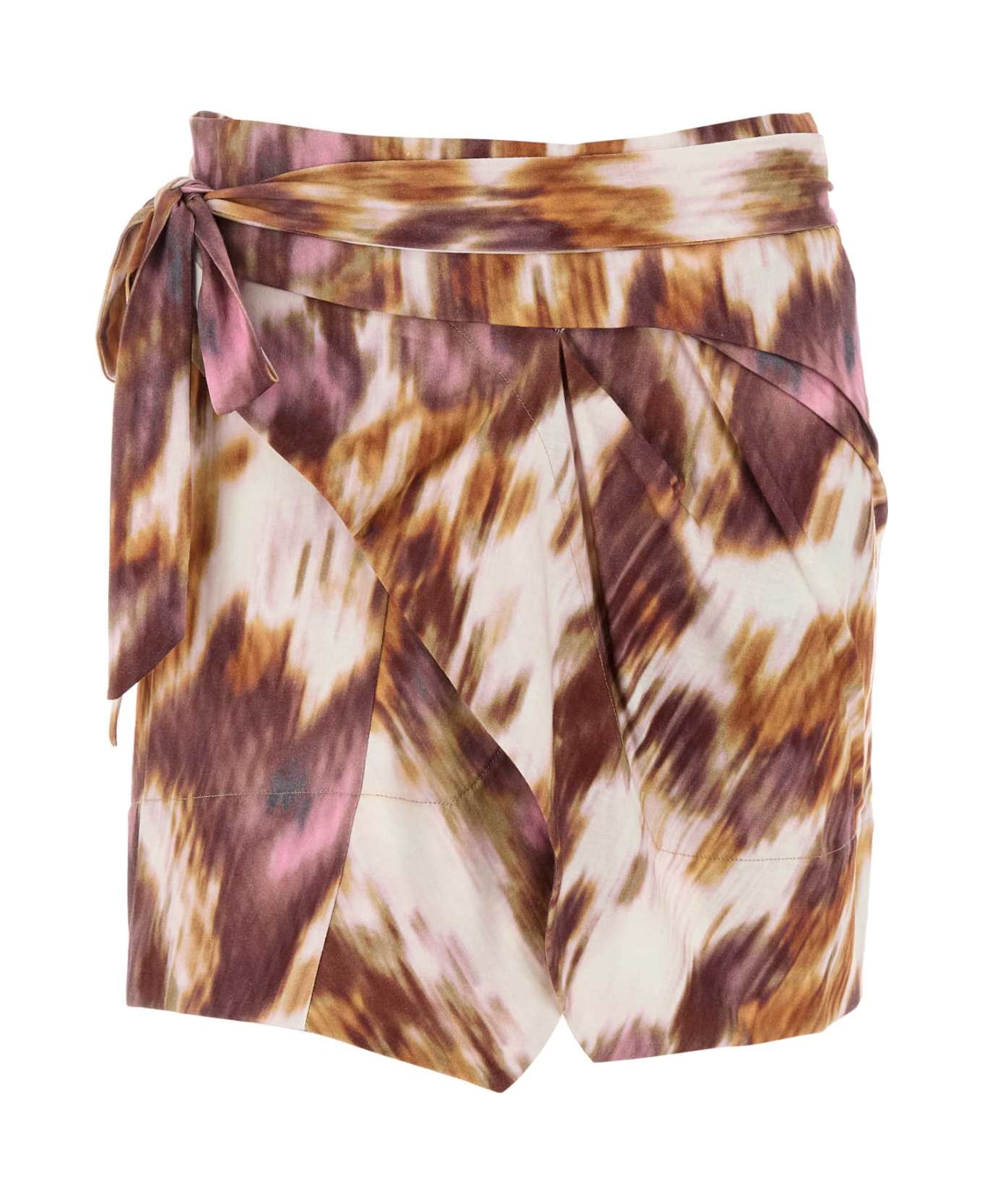 Marant Étoile Printed Cotton Berenice Mini Skirt - ECRUOCHRE