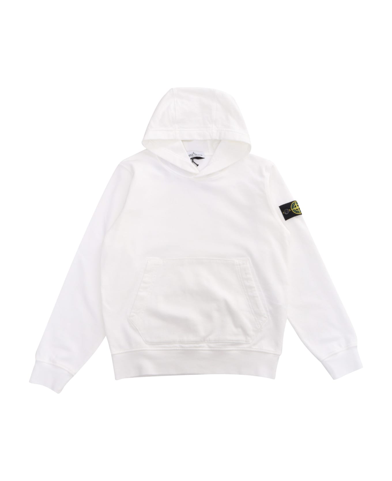 Stone Island Junior White Hoodied Sweatshirt - WHITE