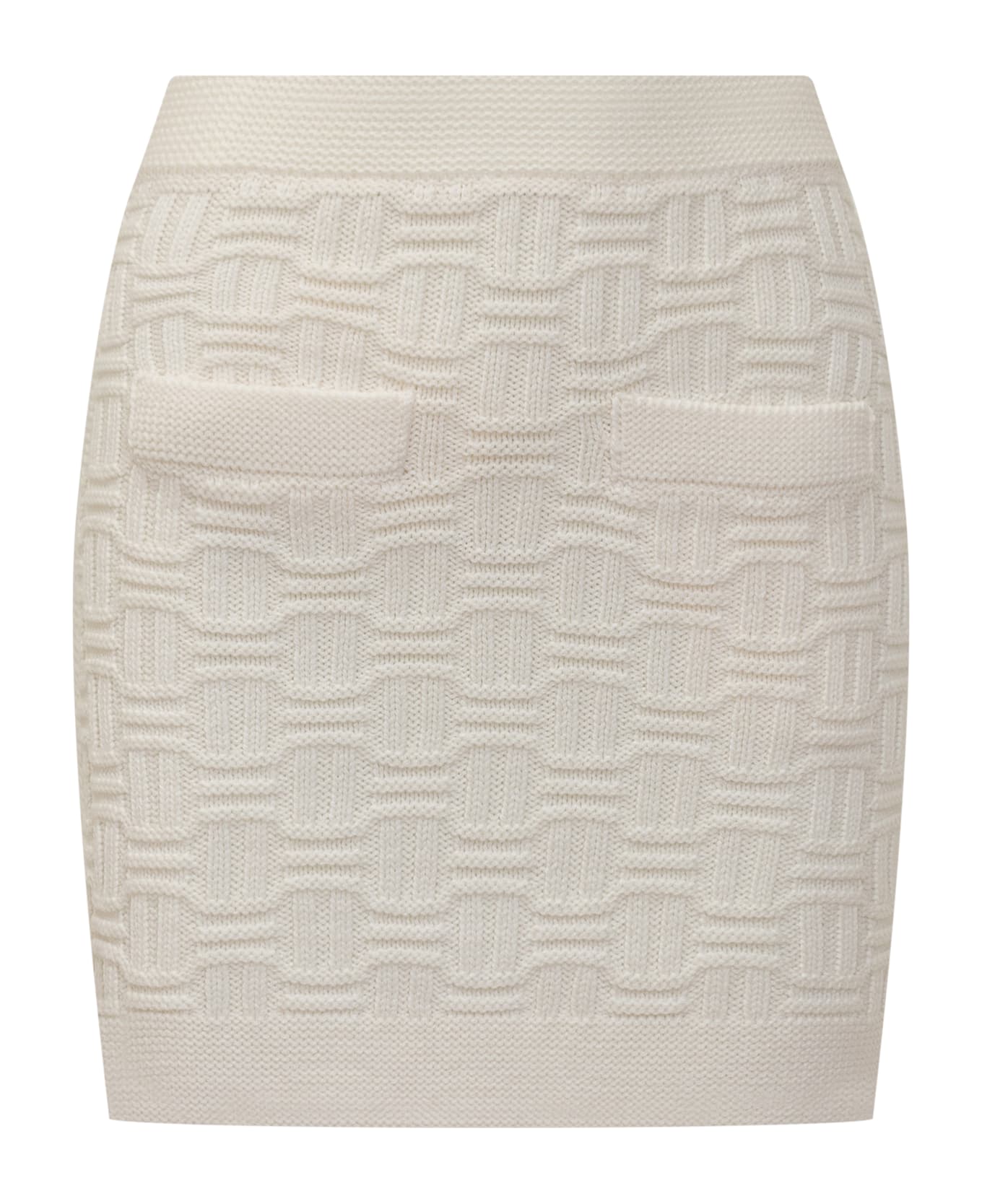 Casablanca Wool Blend Miniskirt - WHITE