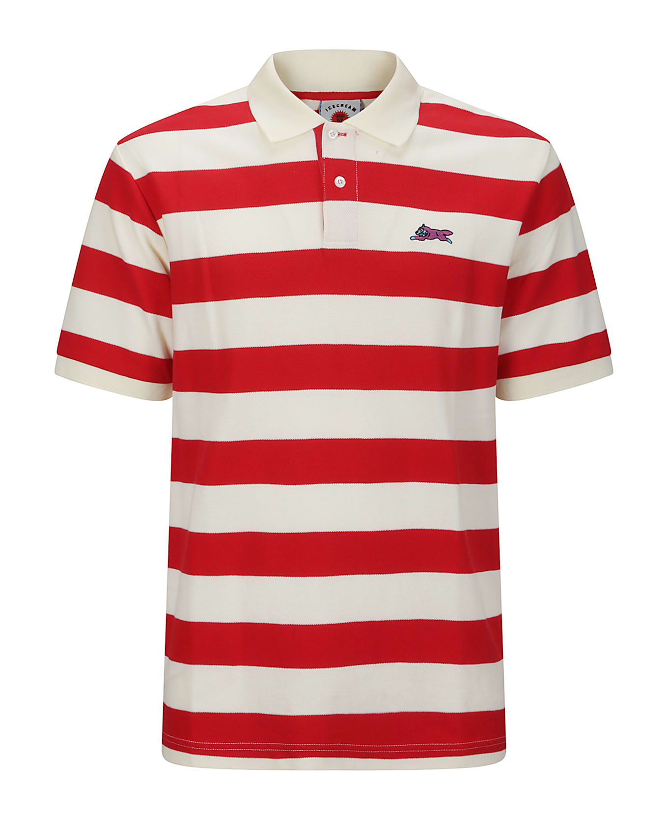 Icecream Running Dog Ss Striped Rugby Top - RED STRIPE