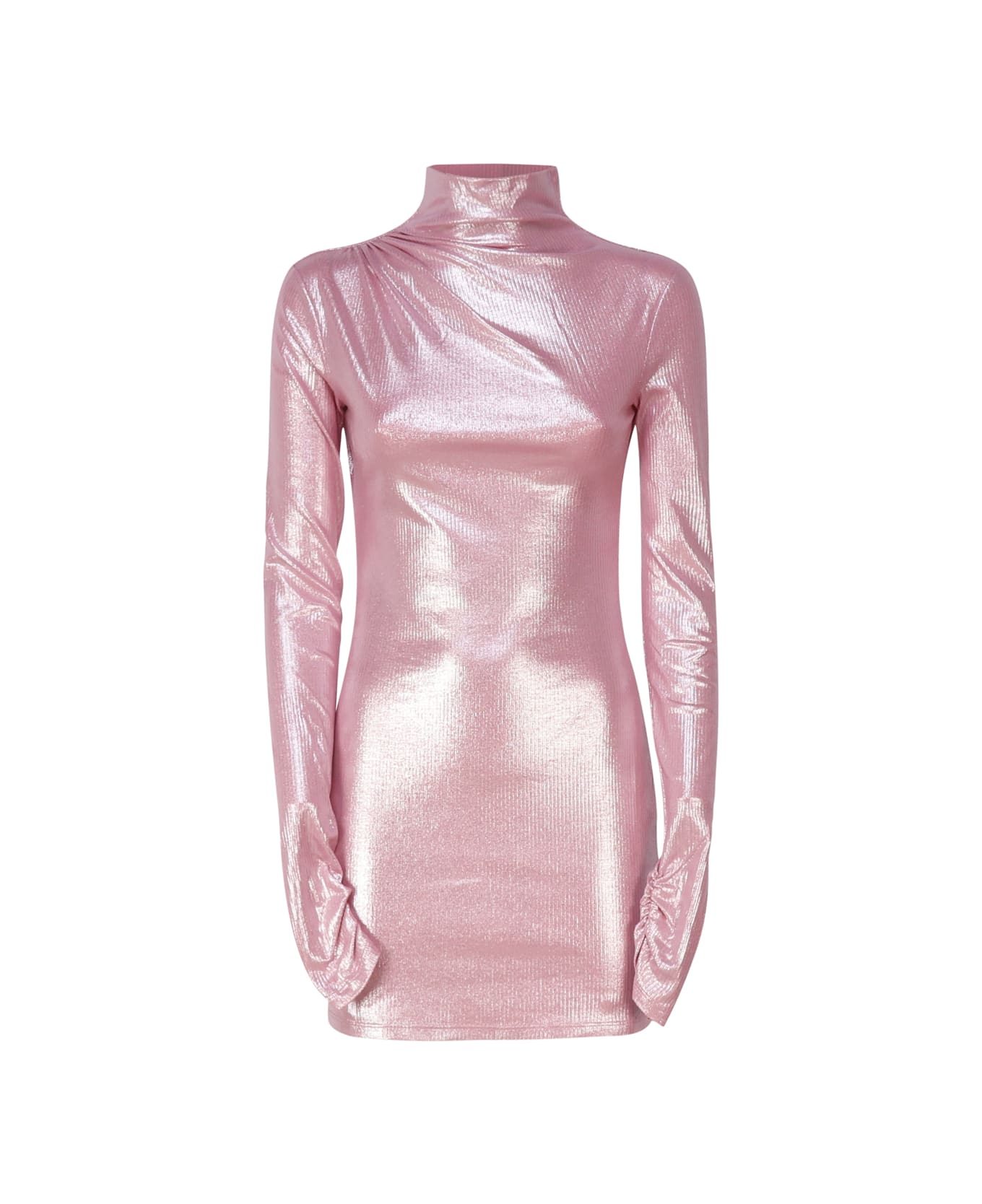 The Andamane High Neck Dress With Neckline - Pink