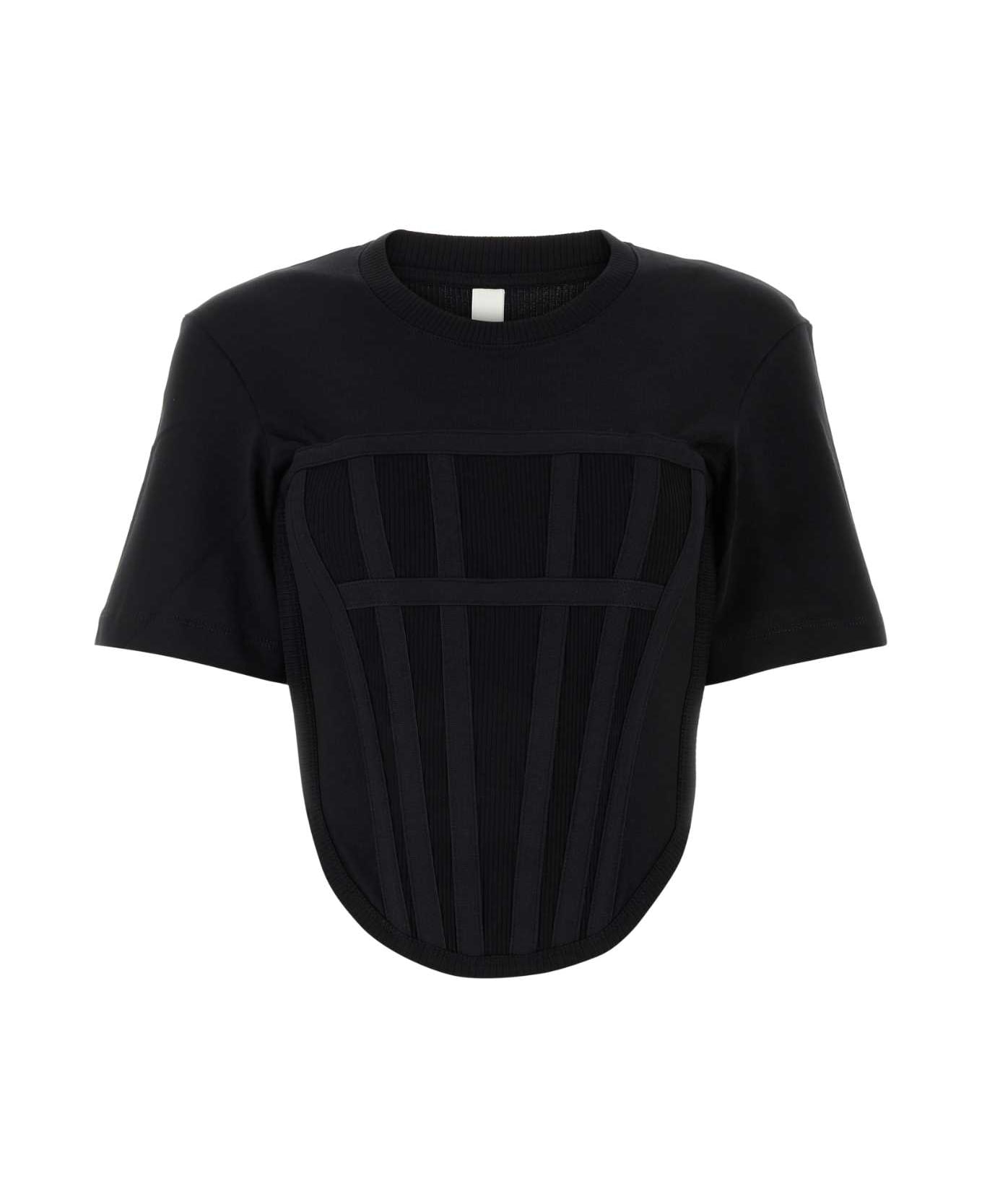 Dion Lee Black Cotton T-shirt - BLACK Tシャツ