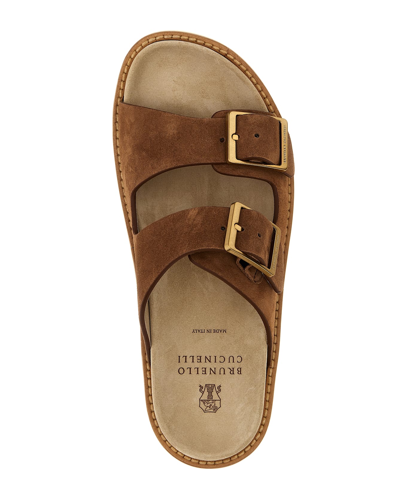 Brunello Cucinelli Urban Slides In Washed Suede - BROWN