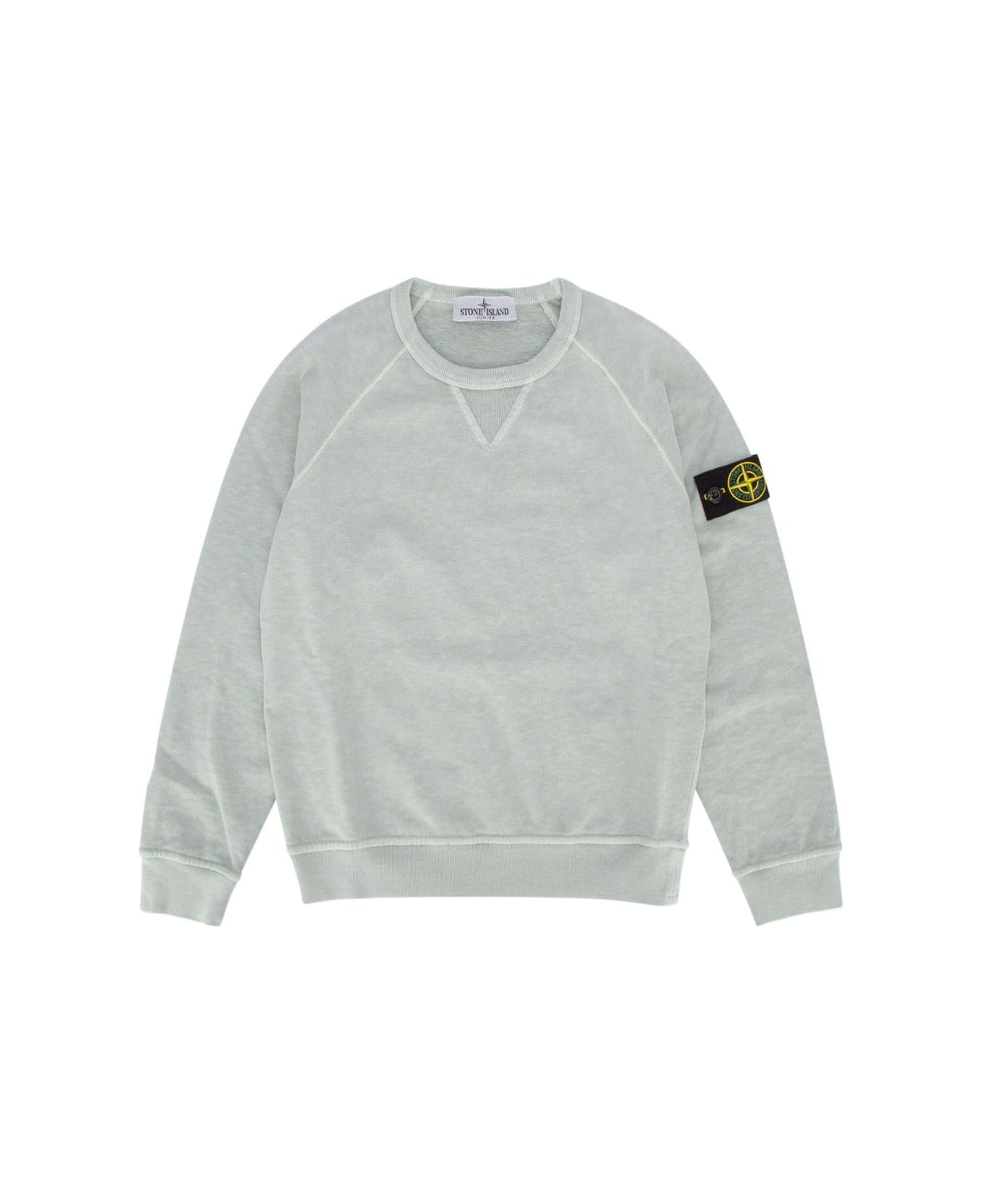 Stone Island Junior Compass-patch Crewneck Sweatshirt - Pearl grey