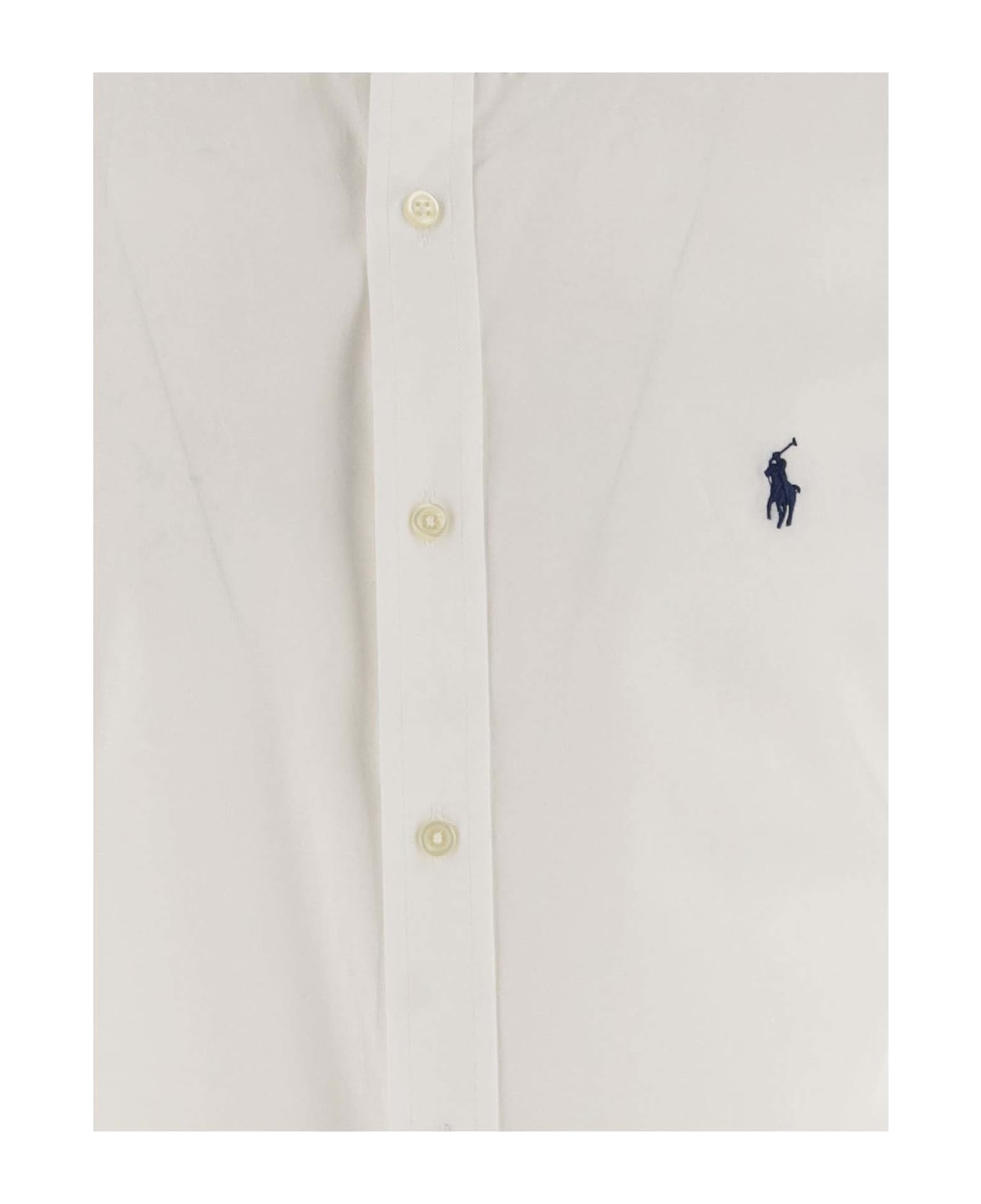 Polo Ralph Lauren Stretch Cotton Shirt With Logo - White