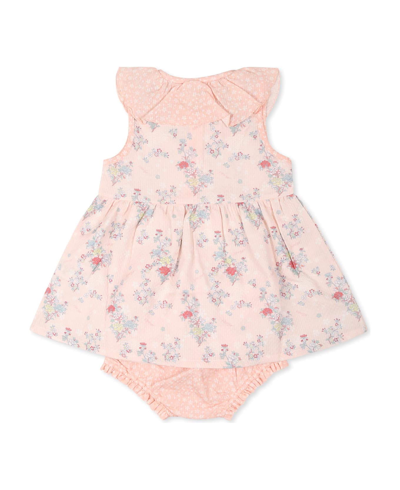Kenzo Kids Pink Dress For Baby Girl With Logo - Pink