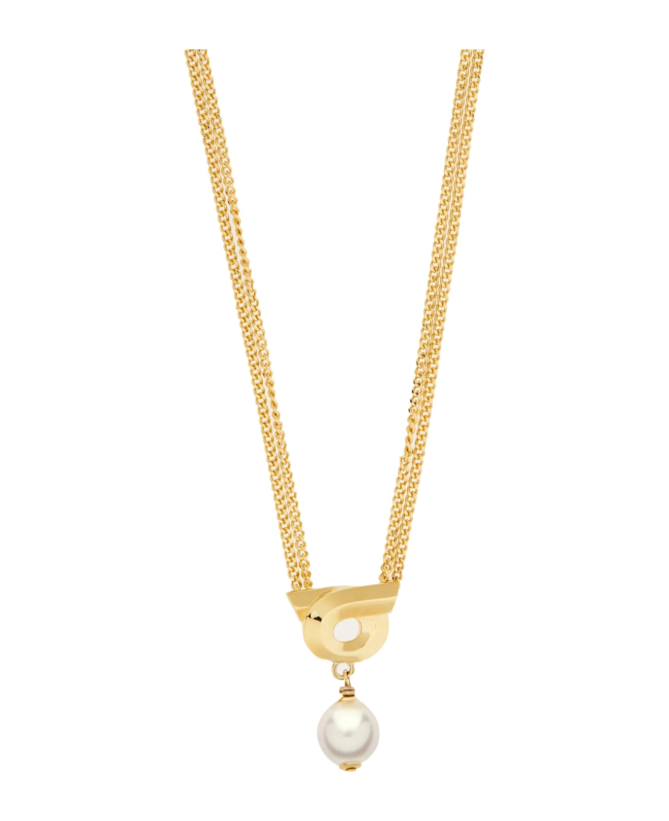 Ferragamo Gancini Pearl And Crystals Necklace - Golden