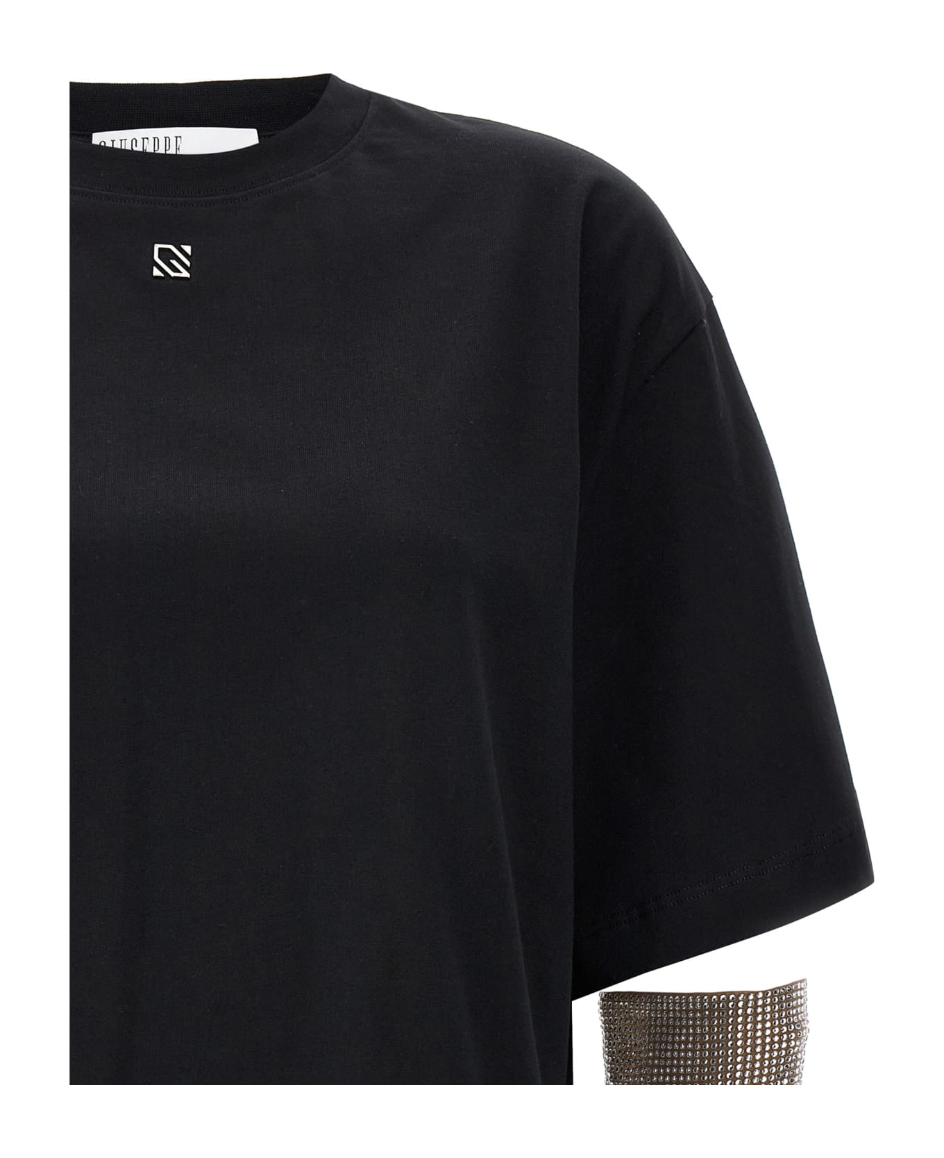 Giuseppe di Morabito Crystal Sleeves T-shirt - Black   Tシャツ