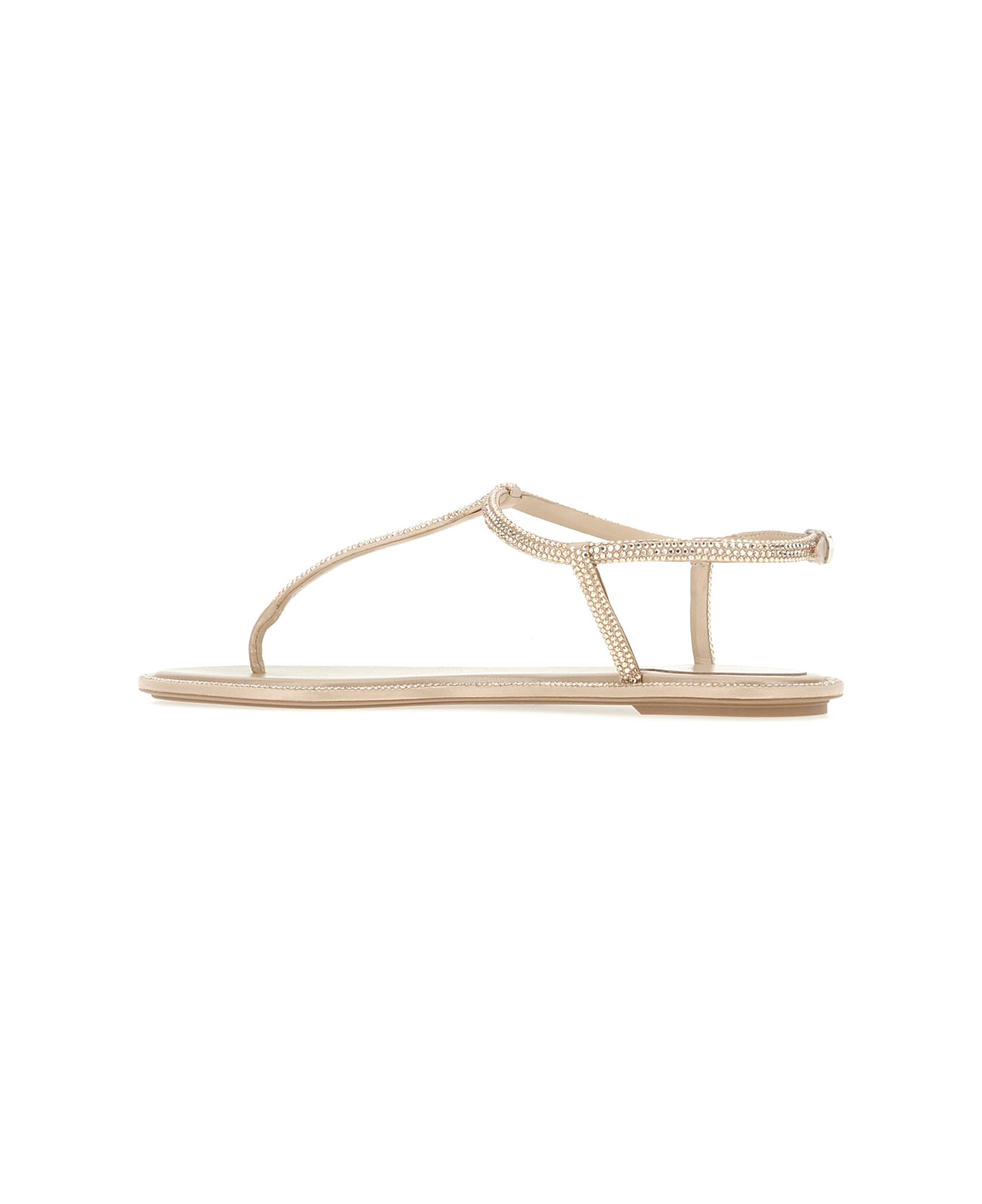 René Caovilla Sand Satin And Leather Diana Sandals - Beige