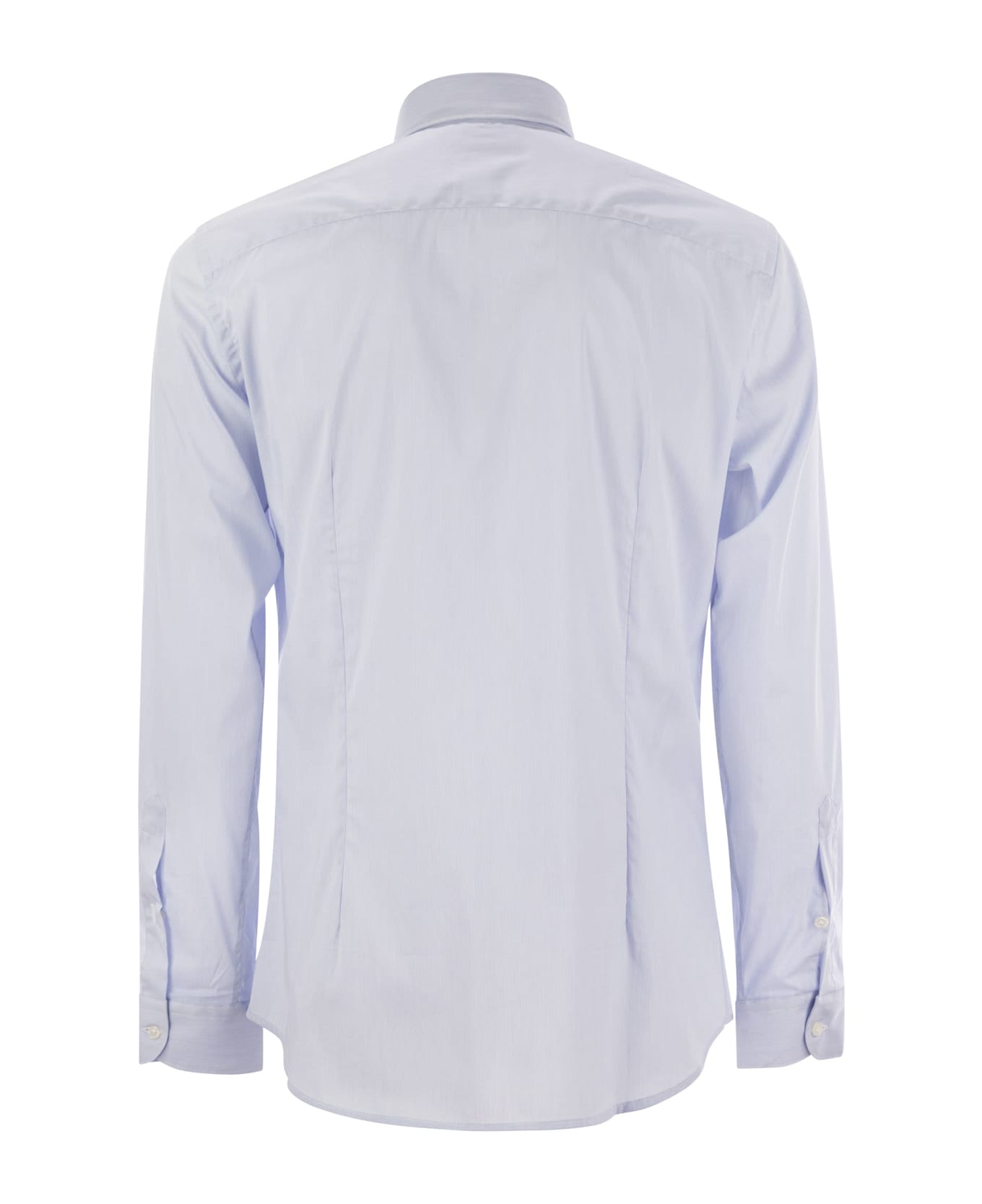 Fay Stretch Poplin Shirt With French Collar - Light Blue