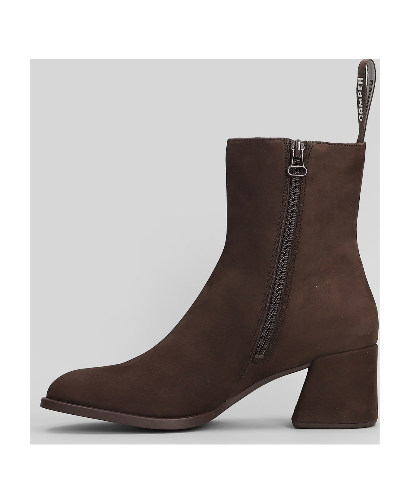 Camper Kora High Heels Ankle Boots In Brown Nubuck - brown