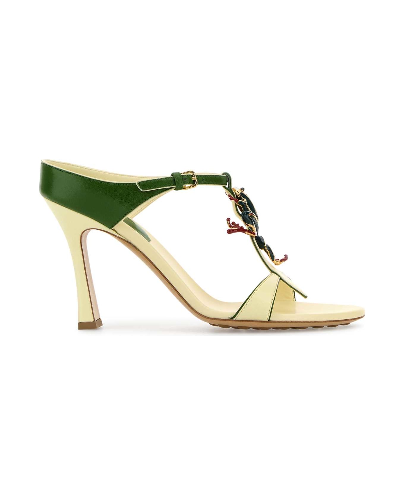 Bottega Veneta Two-tone Leather Rana Mules - CAMOMILEAVOCADO