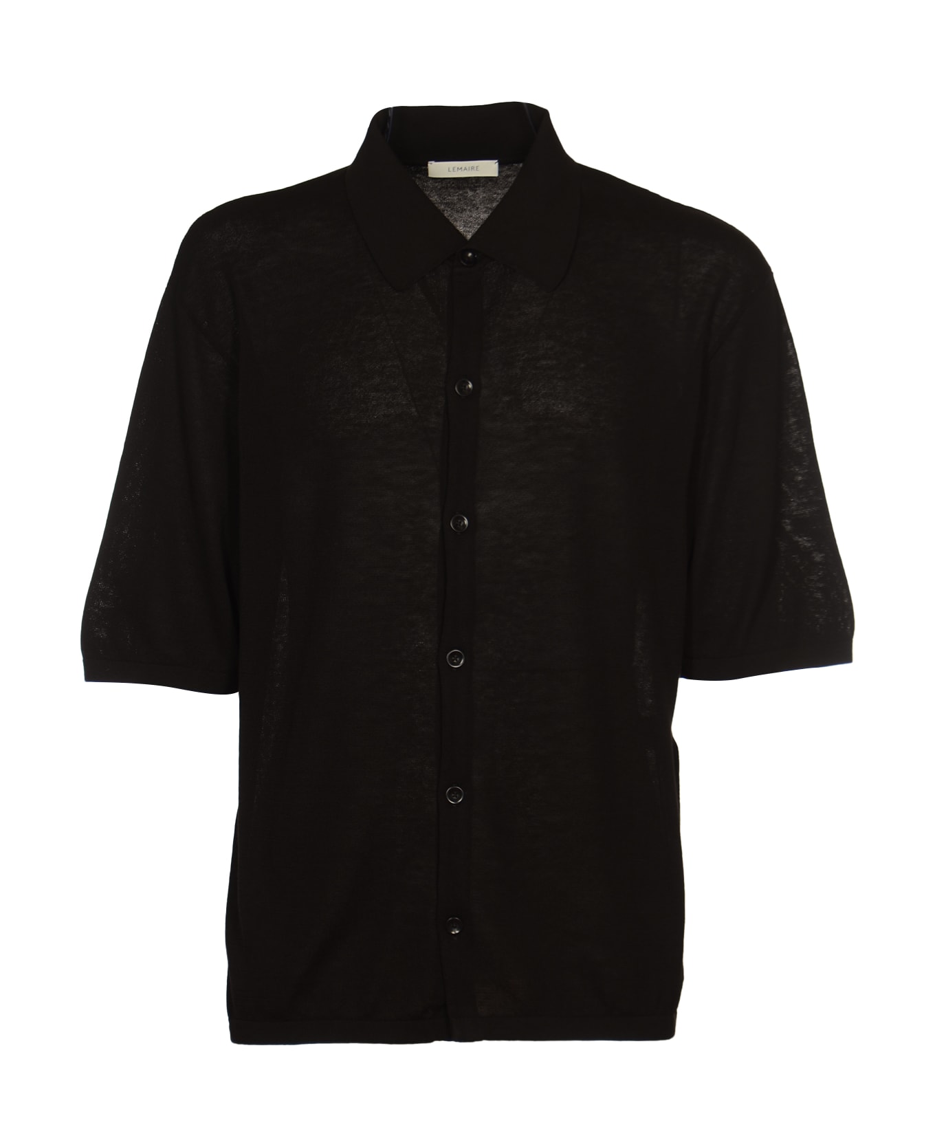 Lemaire Short-sleeved Knit Buttoned Polo Shirt - Black