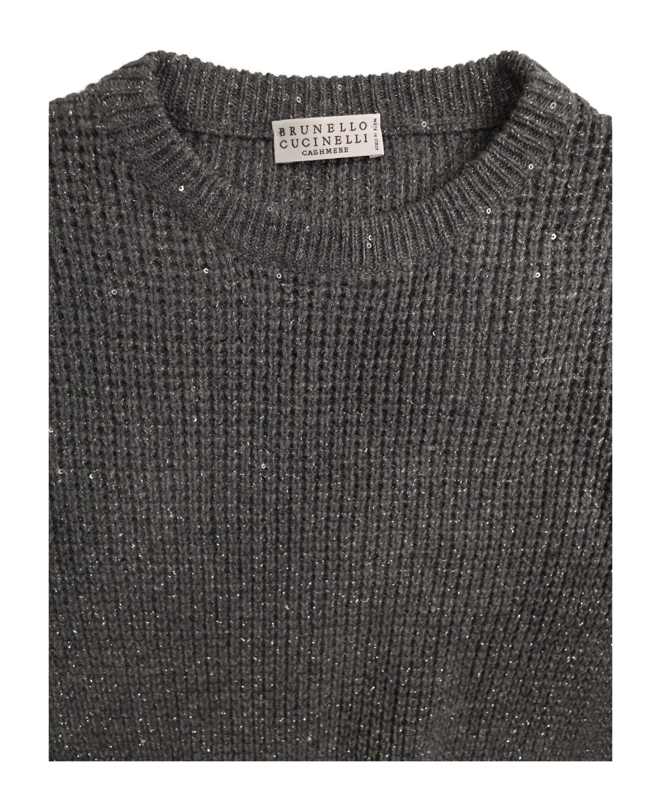 Brunello Cucinelli Sparkling & Dazzling Cashmere And Wool Sweater Waffle Stitch - Plum