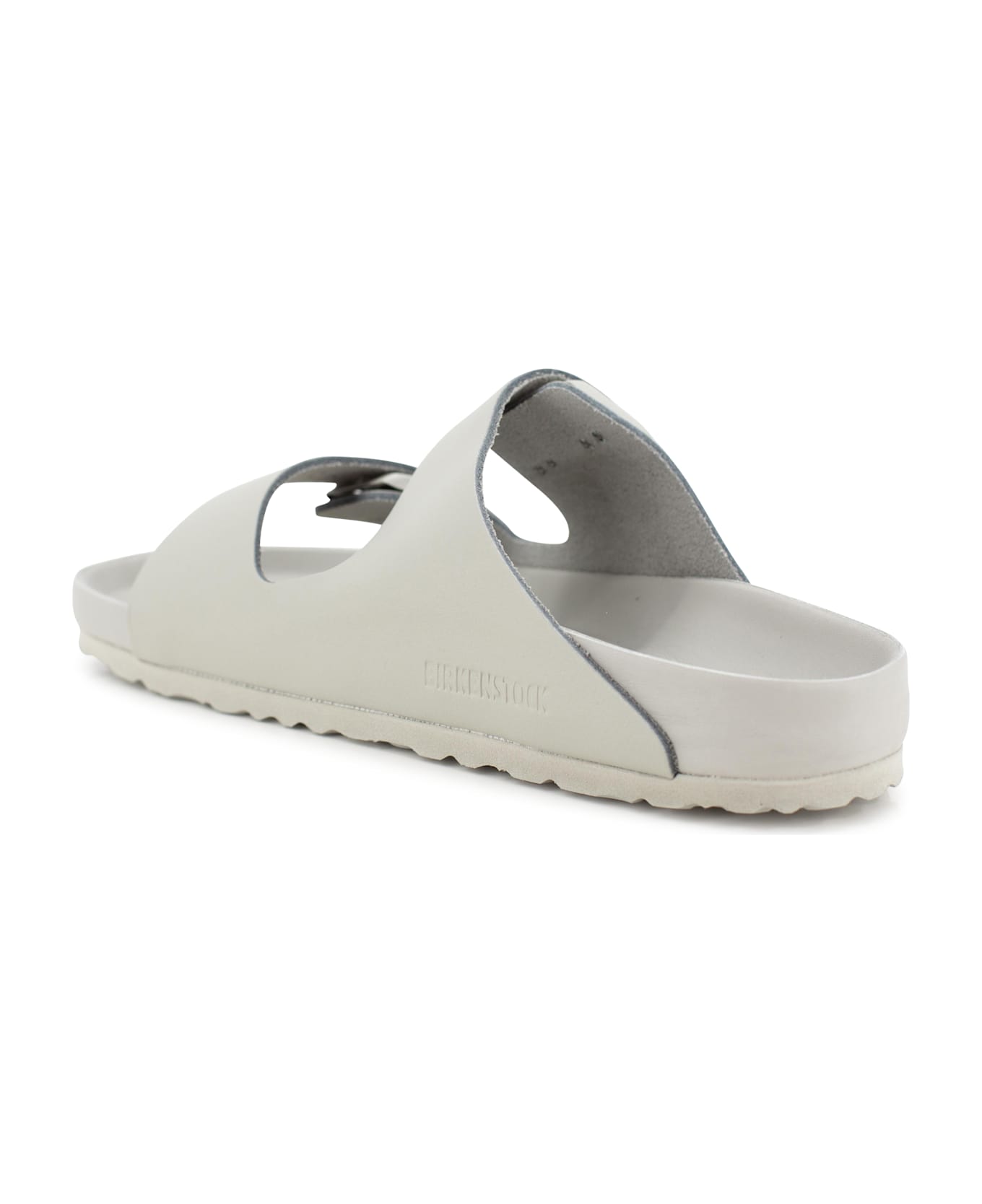 Birkenstock Grey Leather Arizona Bs Slippers - MINERALGREY