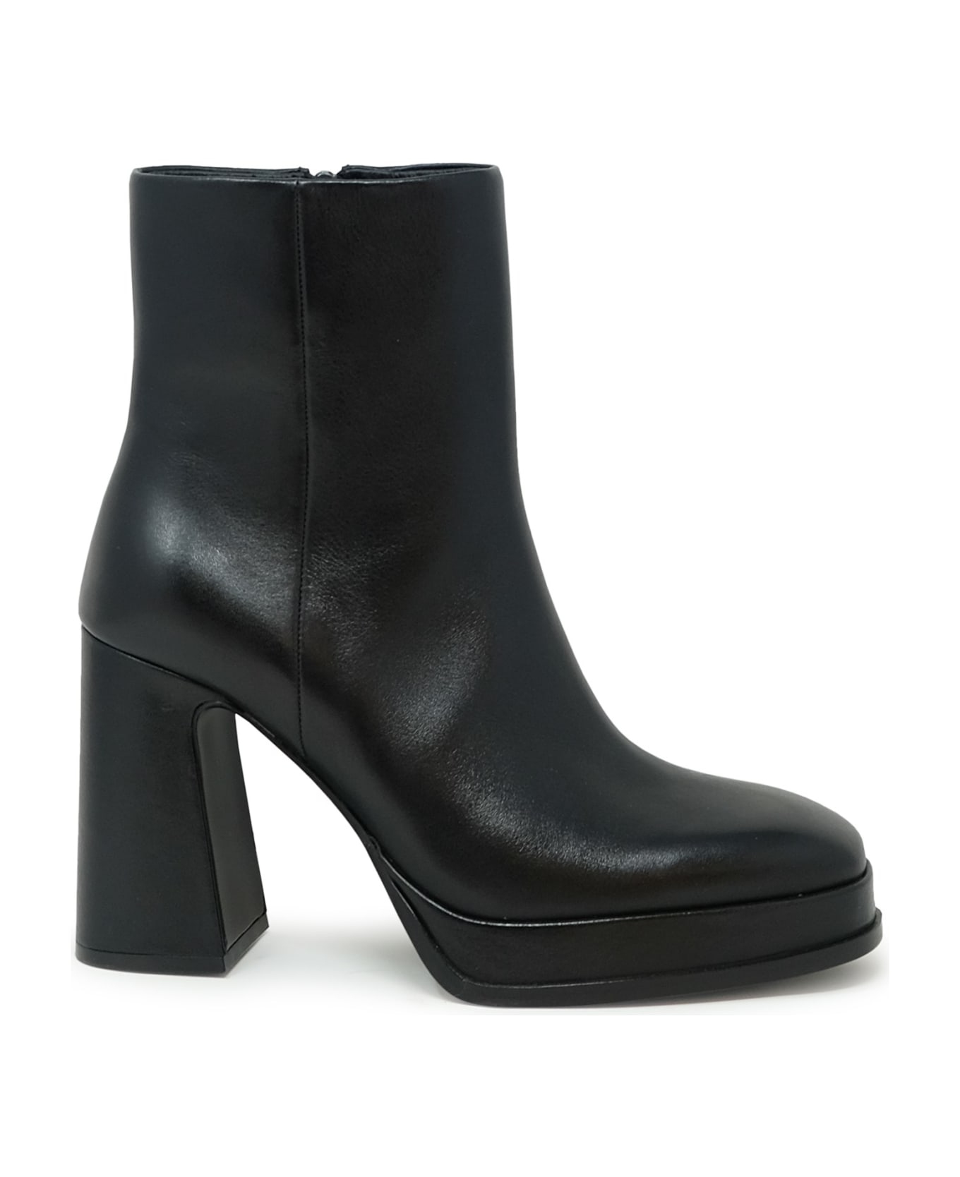 Ash Black Leather Ankle Boots