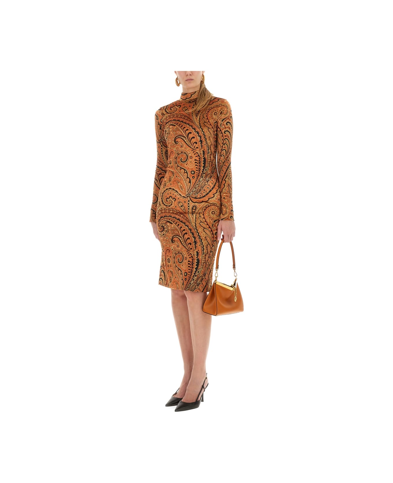 Etro Paisley Print Dress - ORANGE