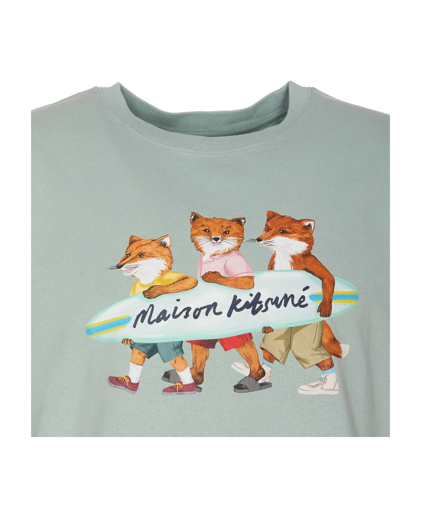 Maison Kitsuné Surfing Foxes T-shirt - Green
