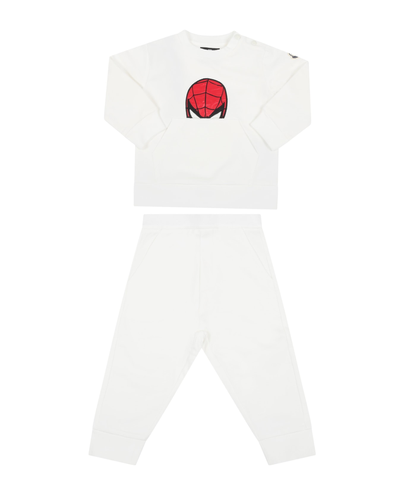 Moncler White Tracksuit For Baby Kids With Spiderman - Bianco