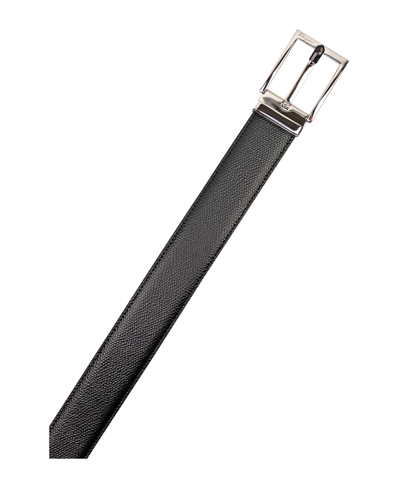 Ferragamo Reversible Leather Belt - NERO/HICKORY