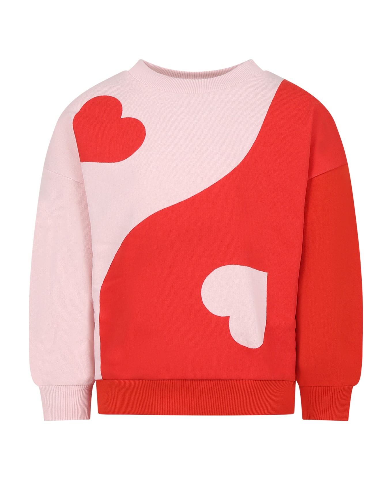 Molo Red Sweatshirt For Girl With Hearts Print - Multicolor
