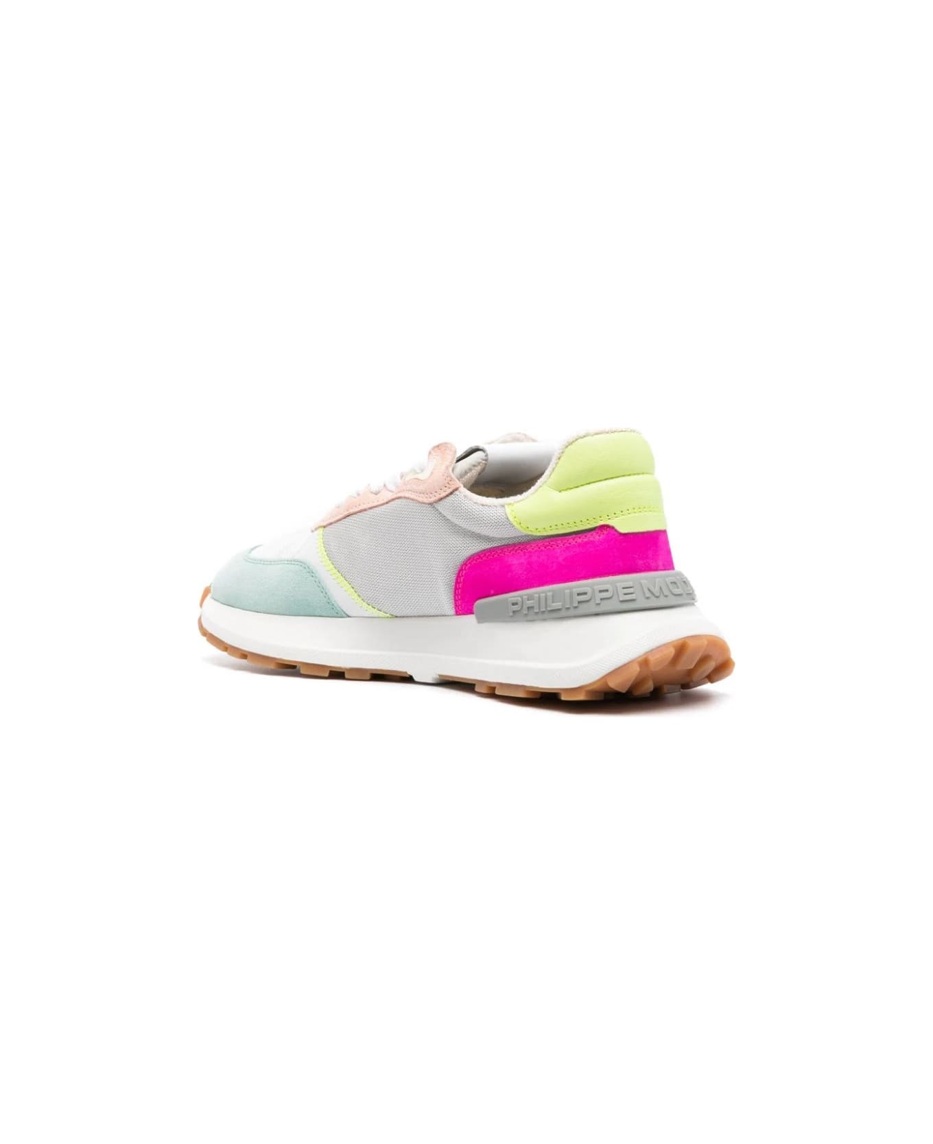 Philippe Model Running Antibes Sneakers - Silver And Fluo