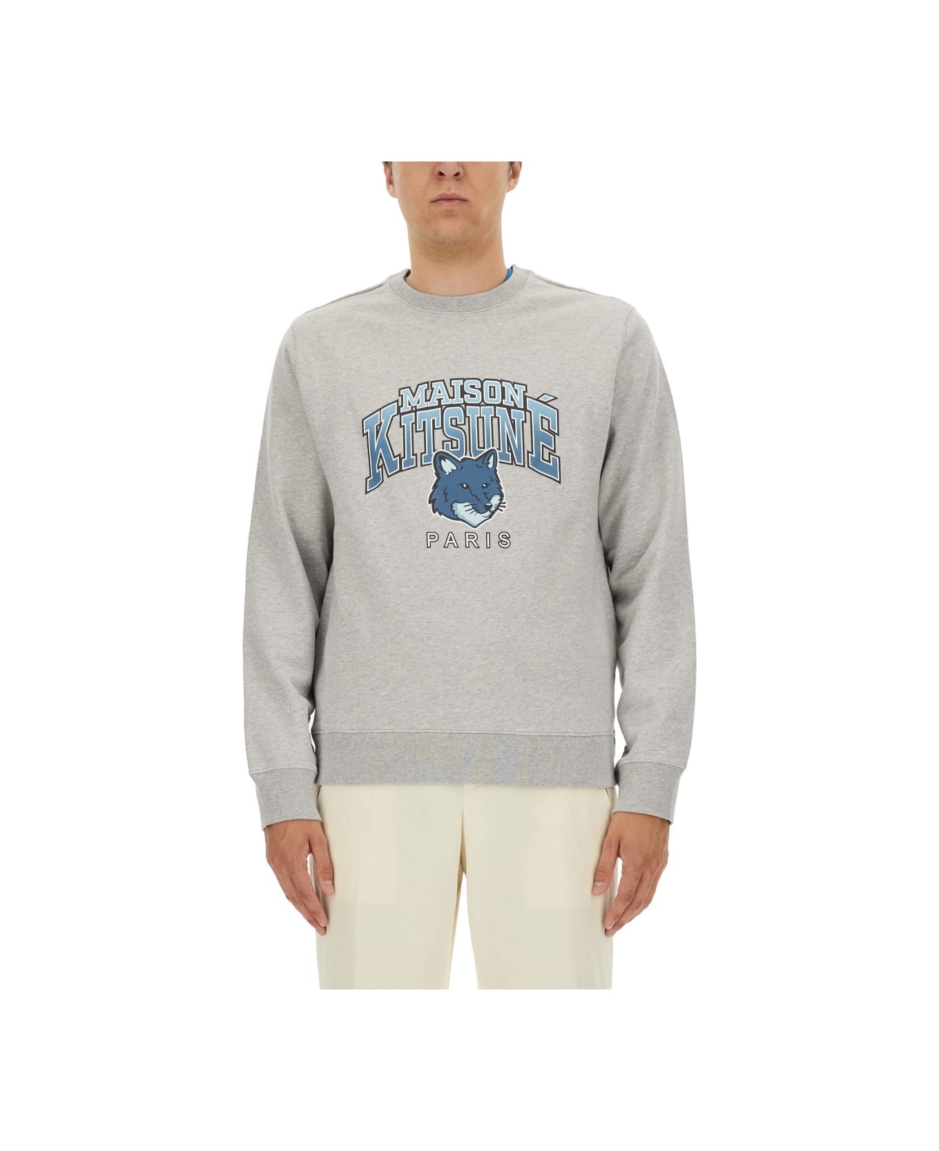 Maison Kitsuné Sweatshirt With Logo Print - GREY フリース